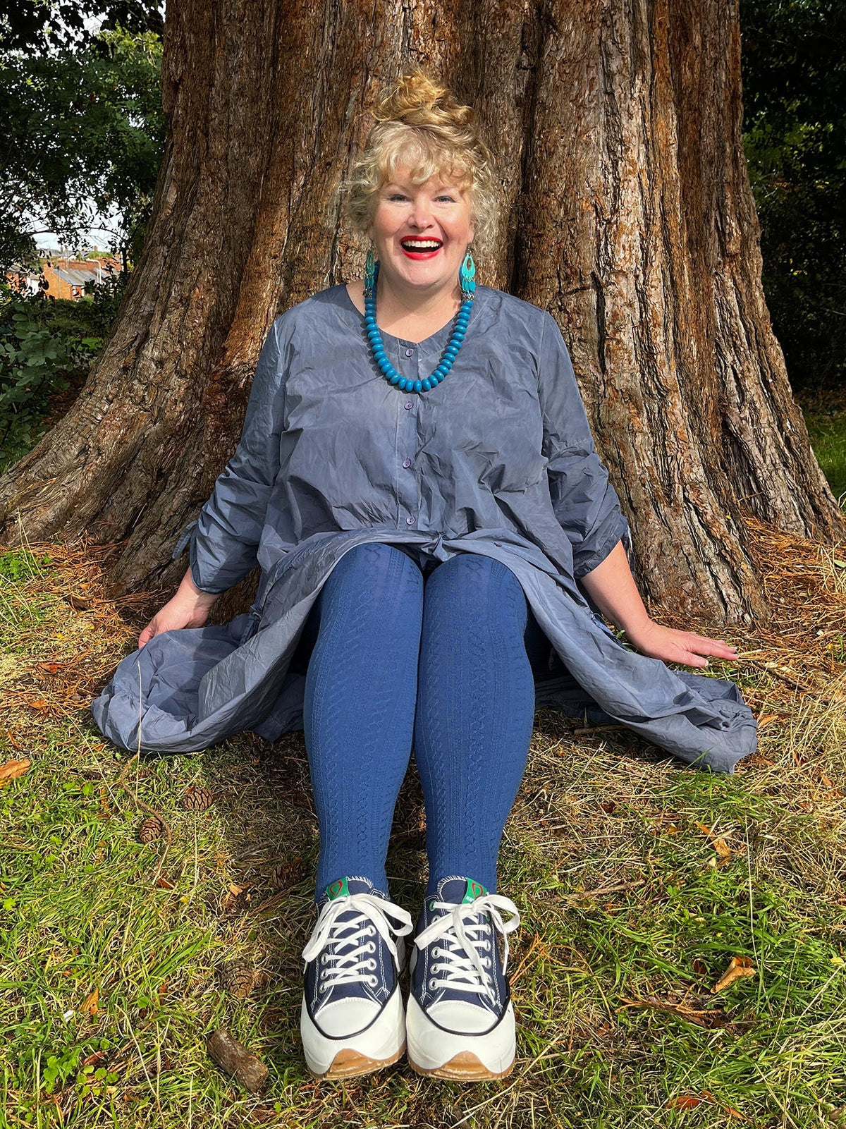 Grannies Cable Knit Wool Tights - Kraken's Breath