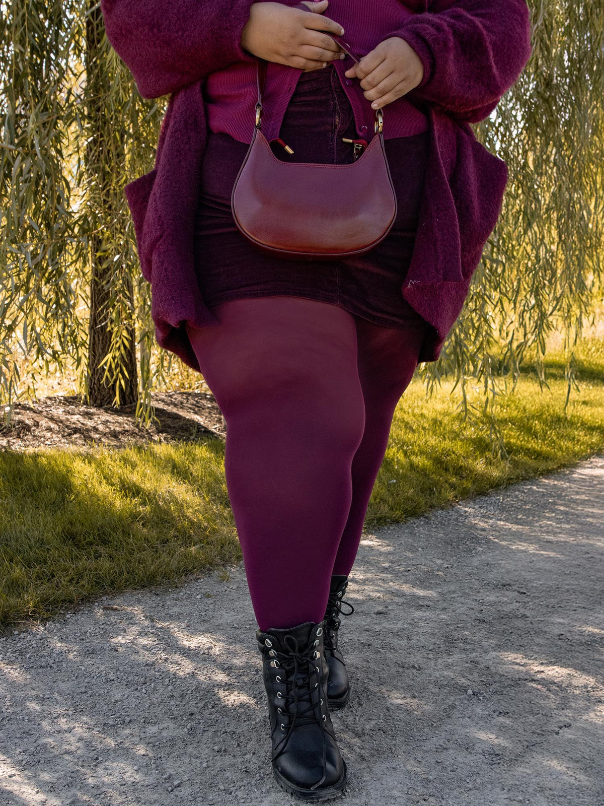 120 Denier Super-Opaque Tights - Cherry