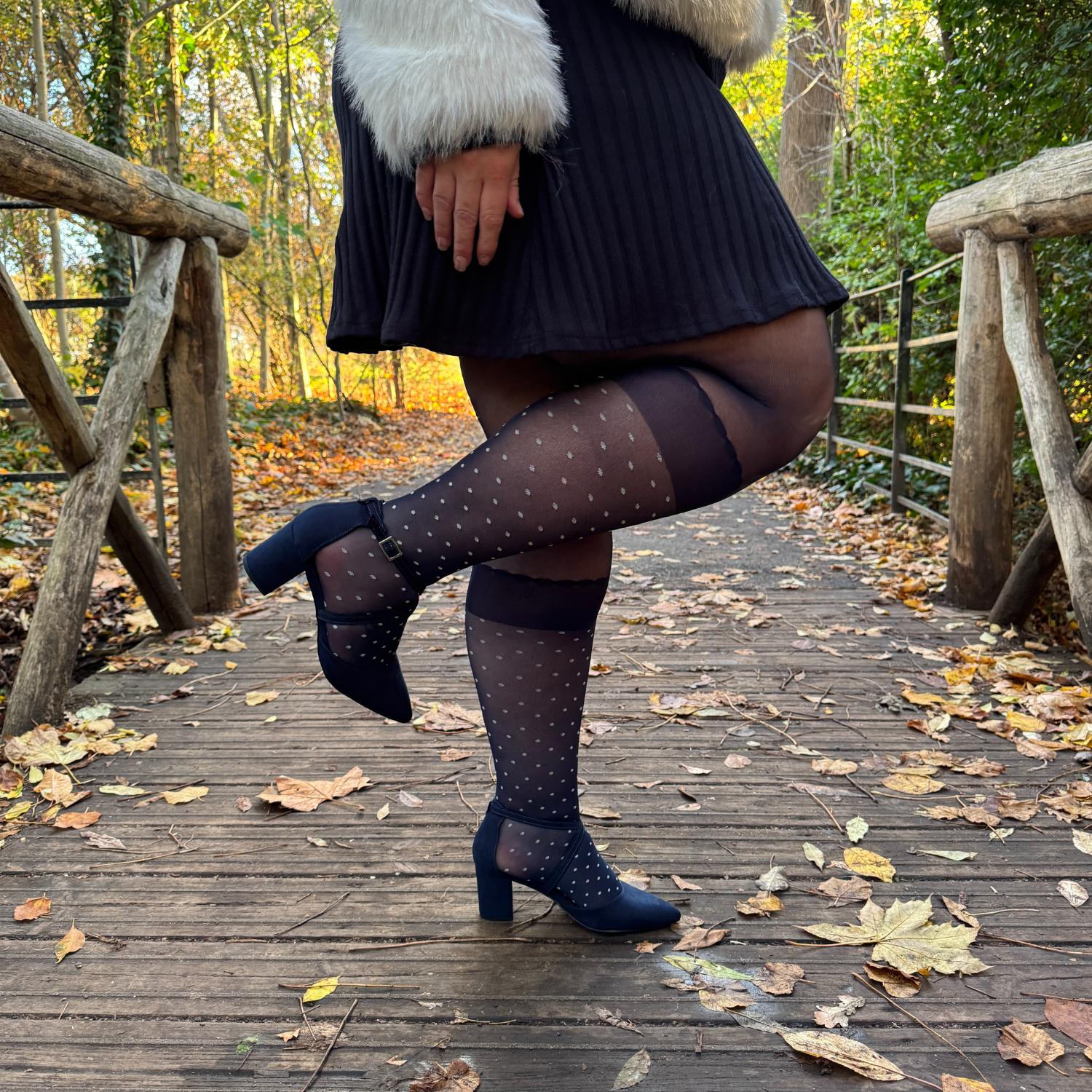 Seoul Chic Faux Sock Tights - Navy