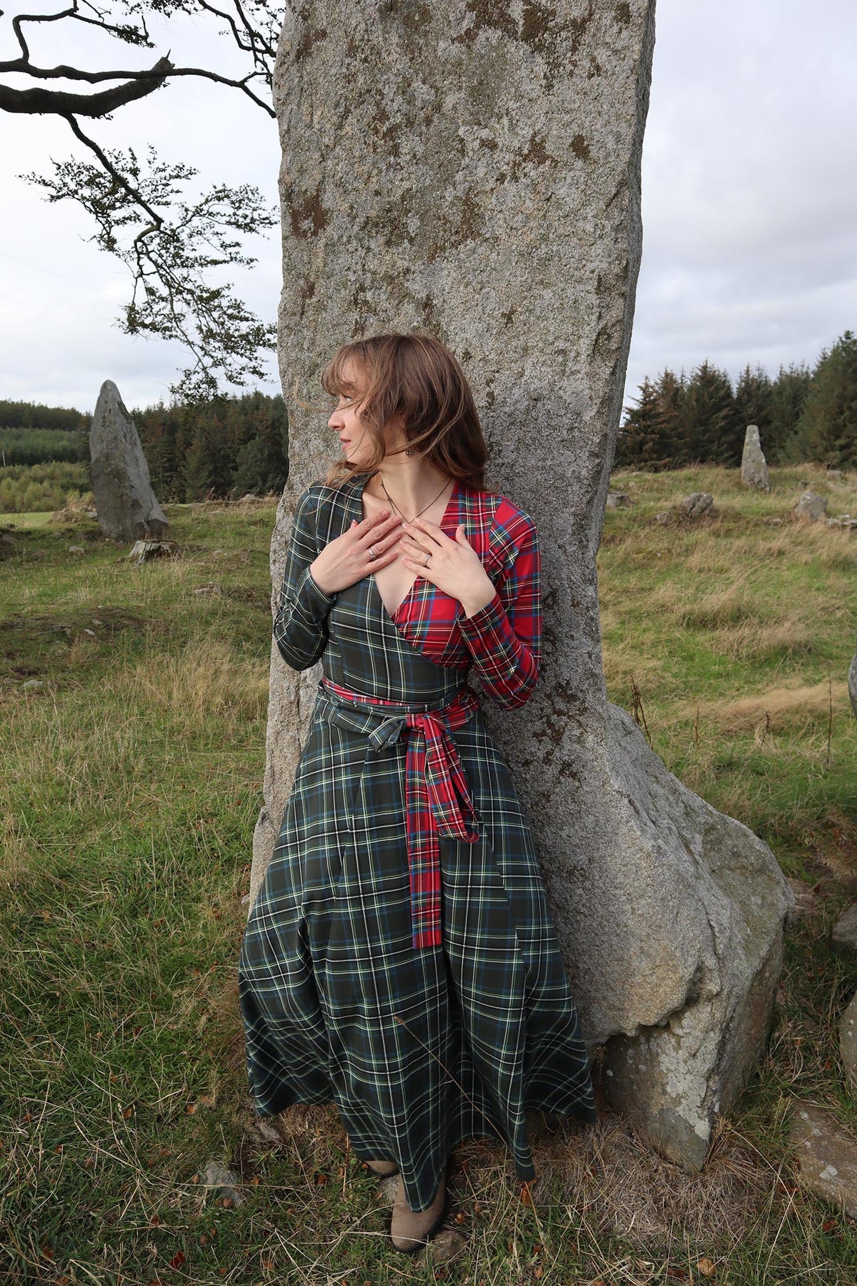 Jura Duo Plaid Wrap Top - Red / Green