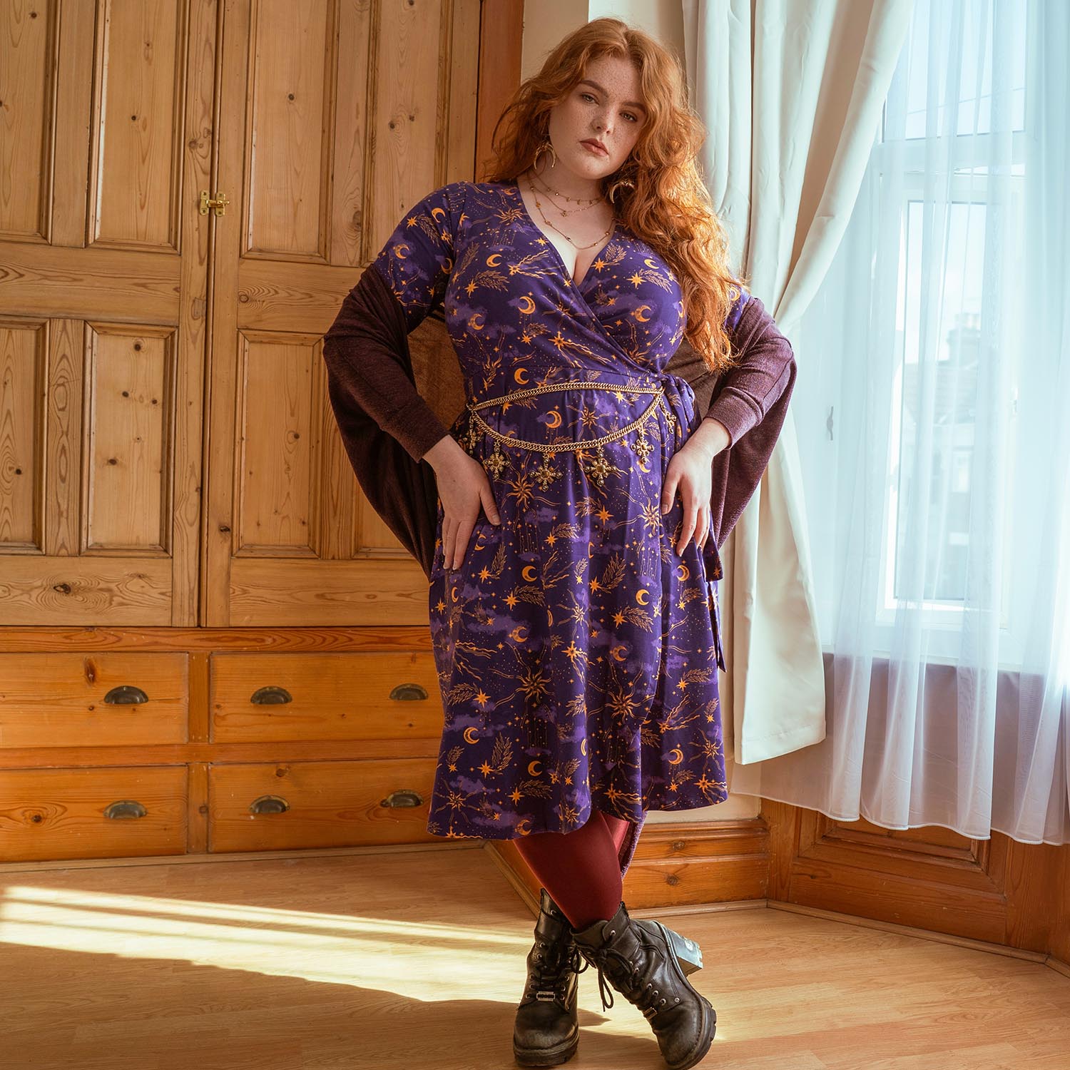 Celestial Wrap Dress  - Purple / Gold