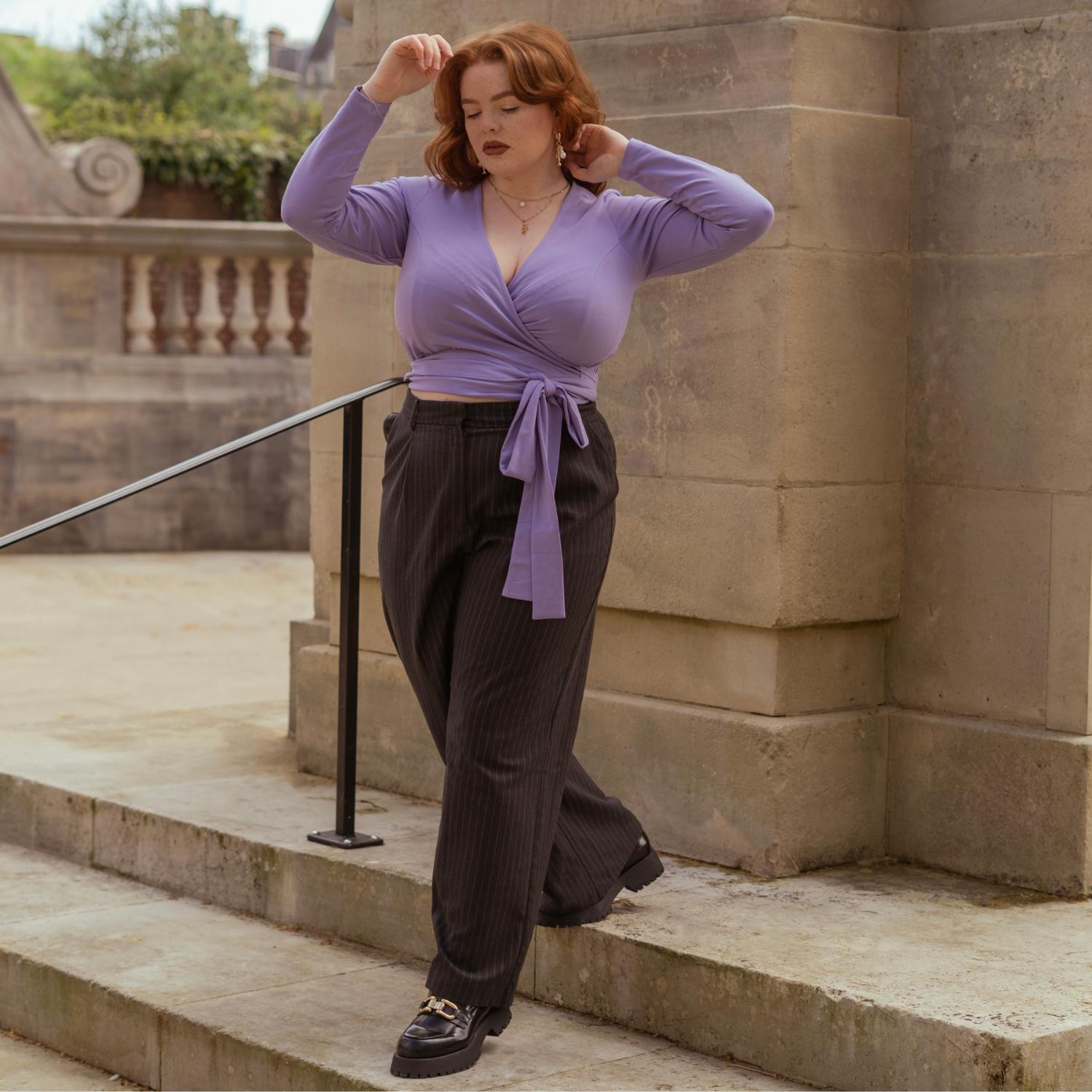 Organic Cotton Wrap Top - Lavender Fields