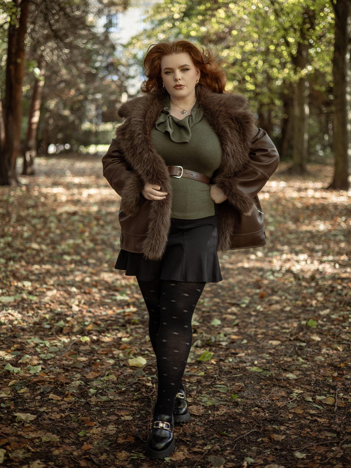 Wool Lace Tights - Ditsy Diamond - Black