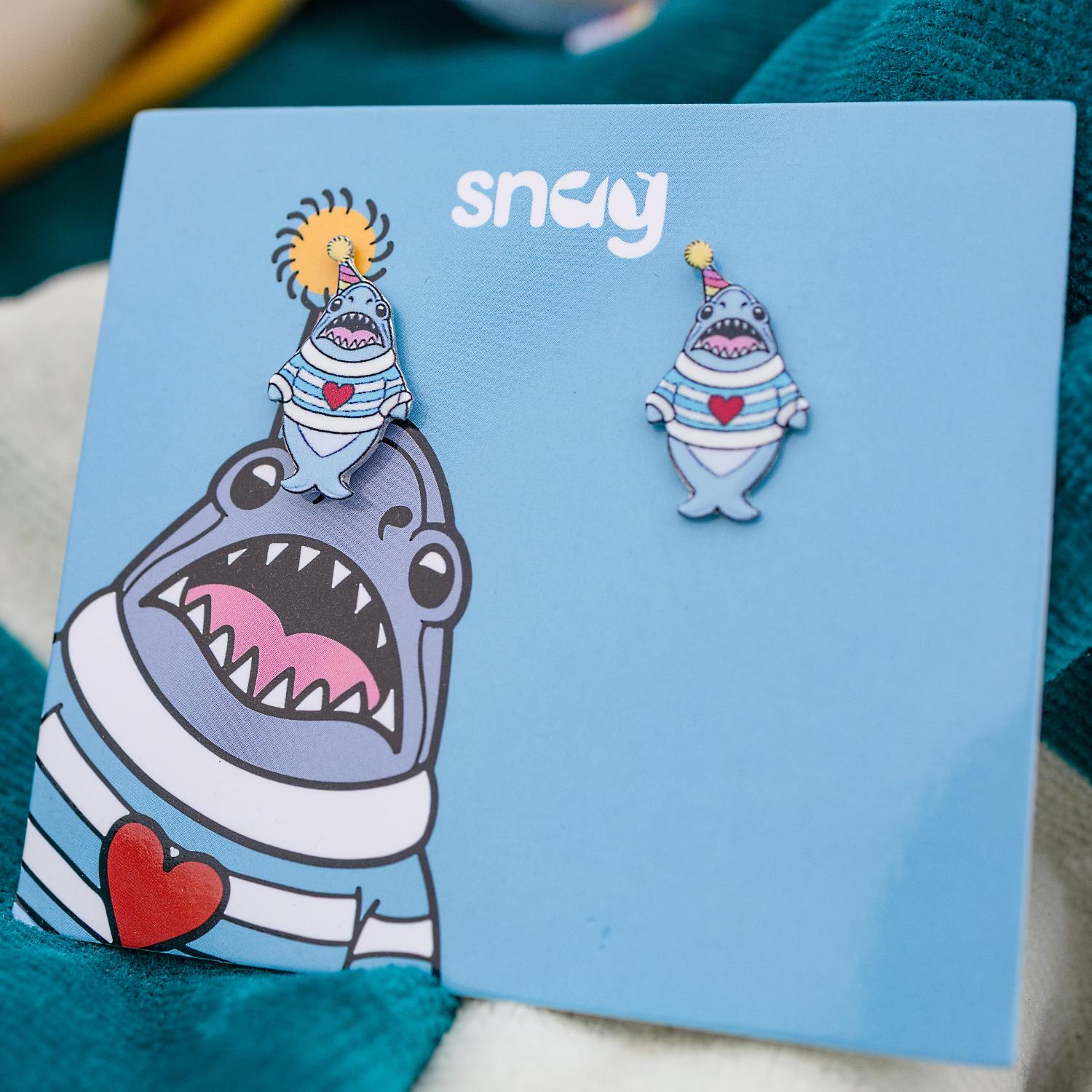 Party Chompy Shark-oorbellen - Zilver