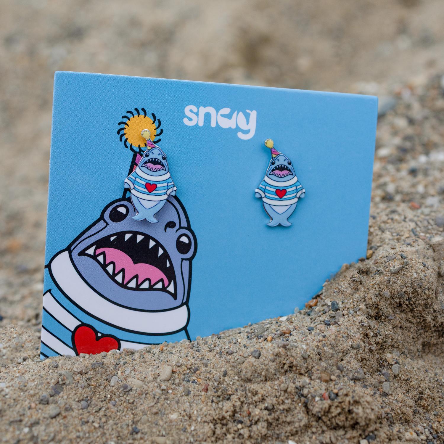 Party Chompy Shark-oorbellen - Zilver