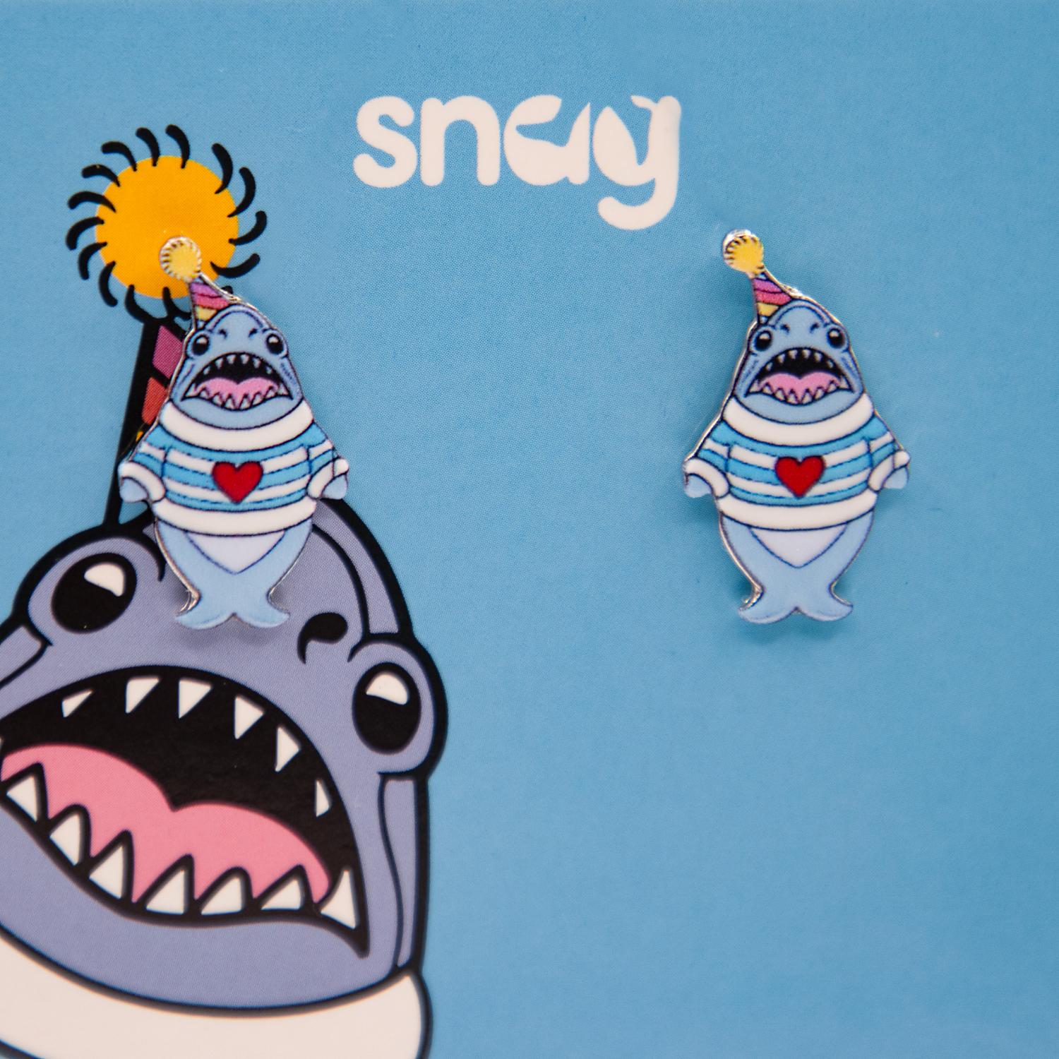 Party Chompy Shark-oorbellen - Zilver