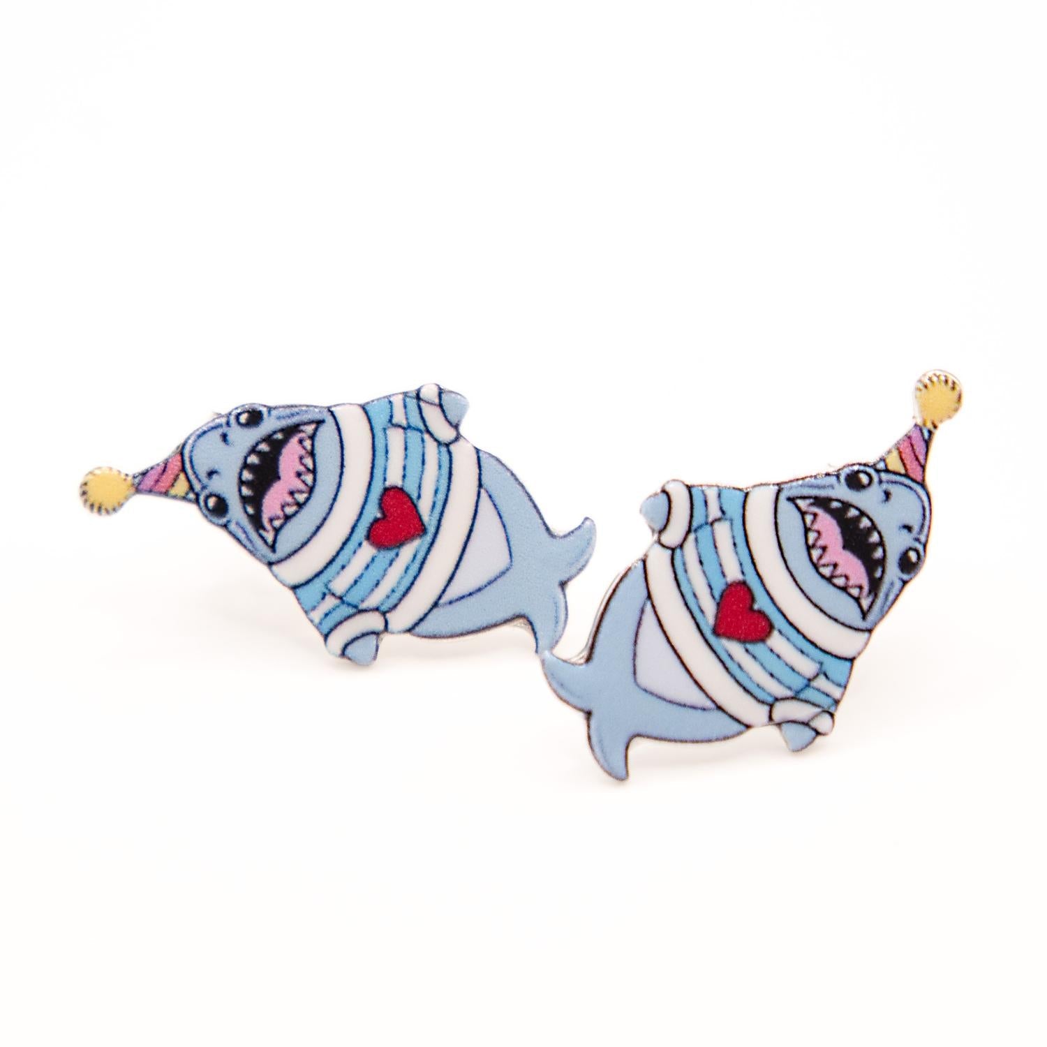Party Chompy Shark-oorbellen - Zilver