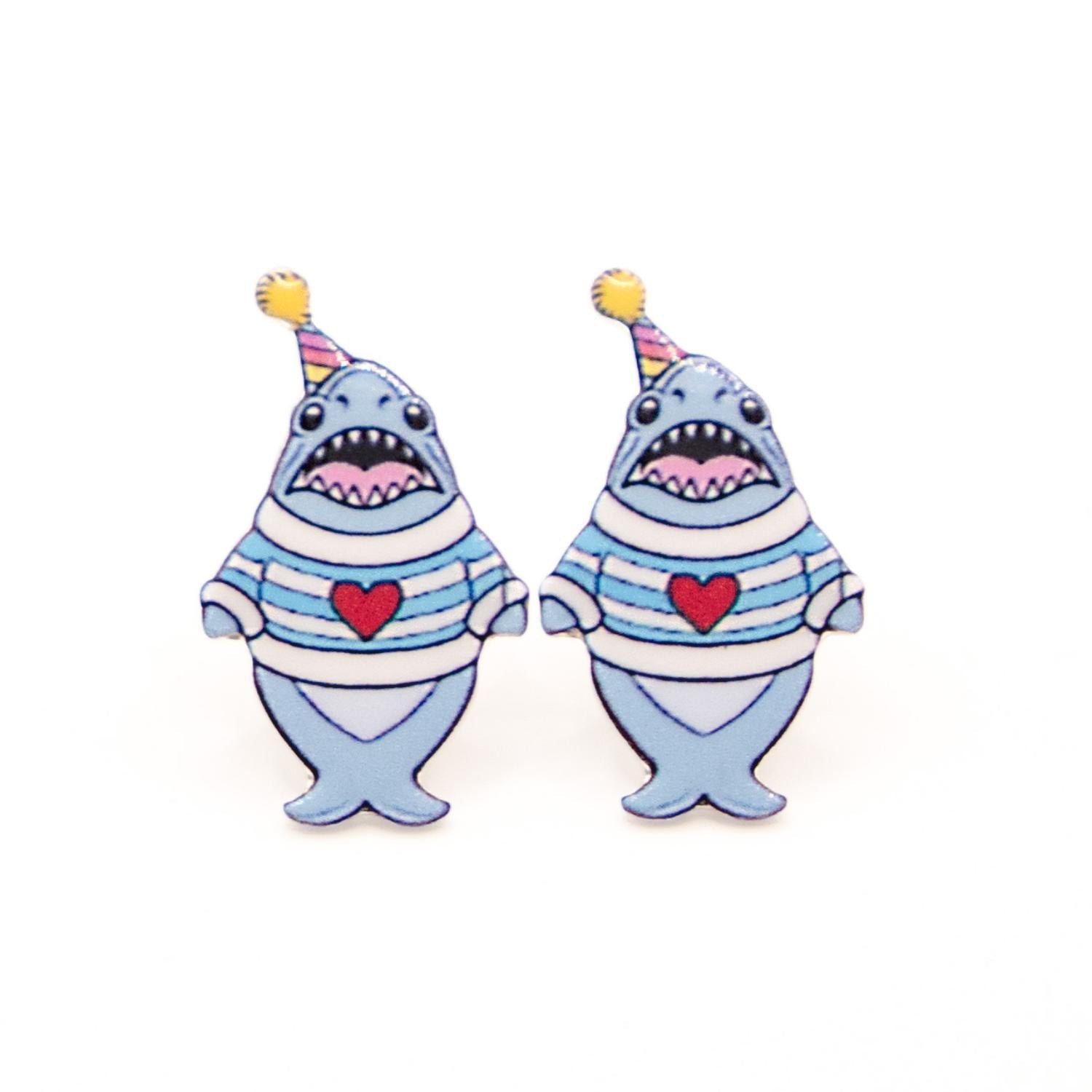 Party Chompy Shark-oorbellen - Zilver