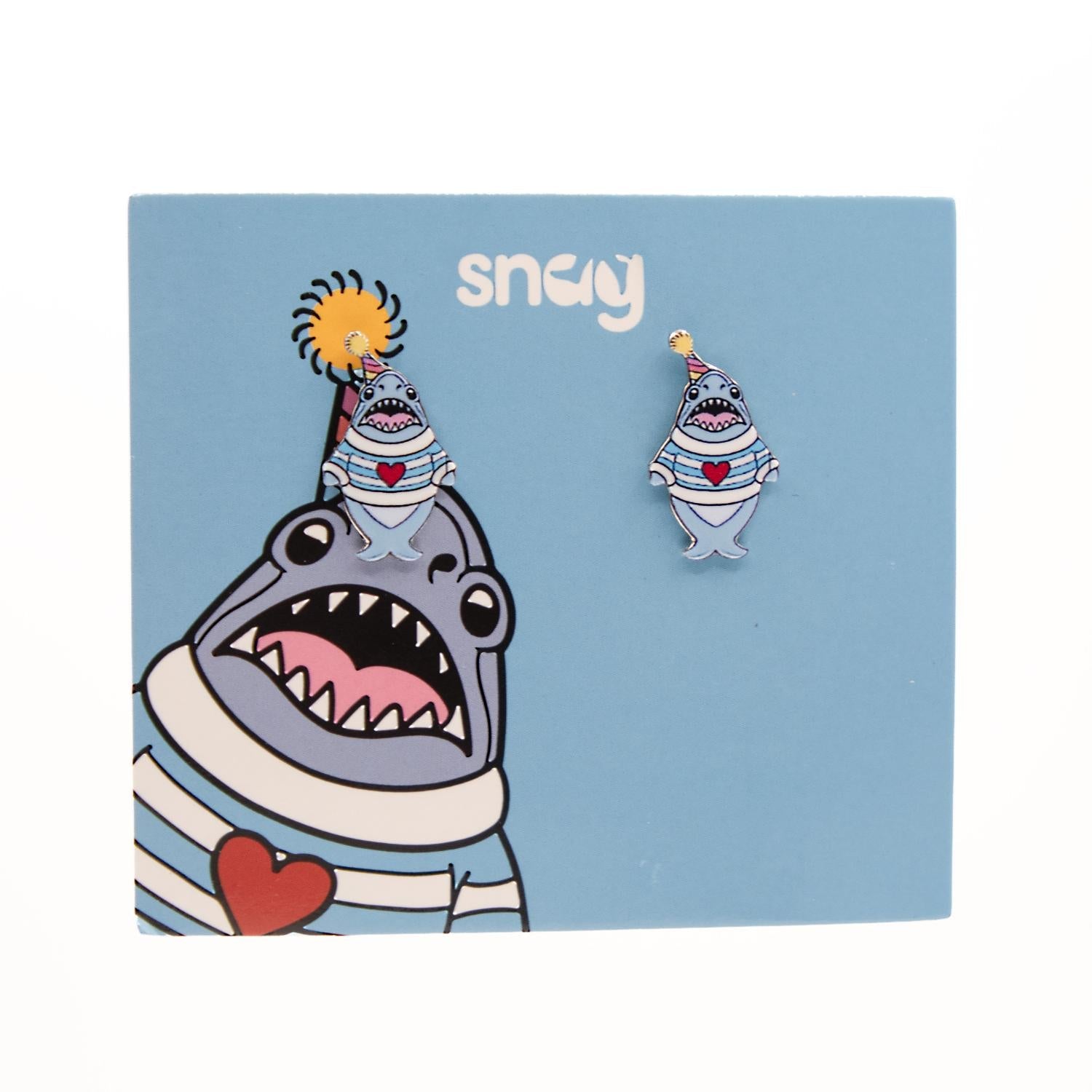 Party Chompy Shark-oorbellen - Zilver