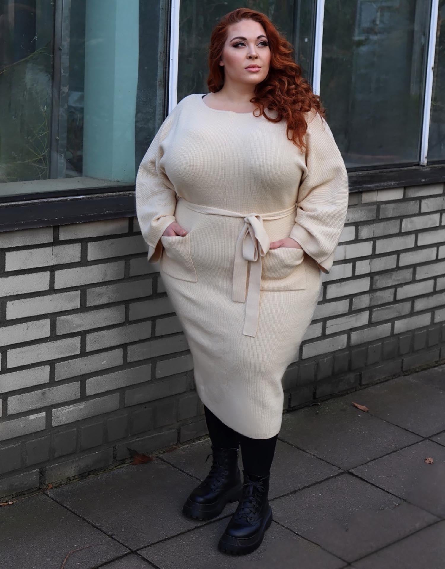 Oatmeal Cocoon Knit Midi Dress with Pockets | Snag – Snag EU