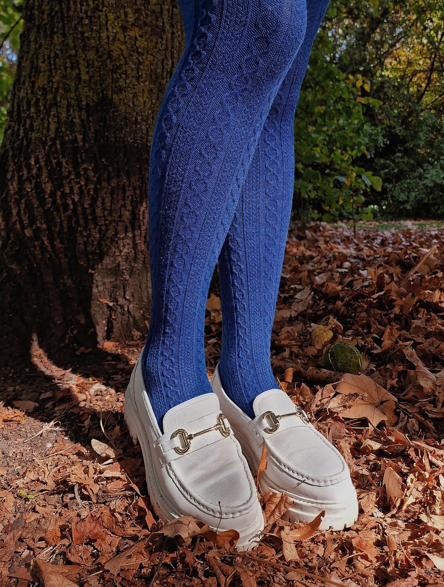 Blue Cable Knit Tights with Wool - Kraken's Breath – Snag EU