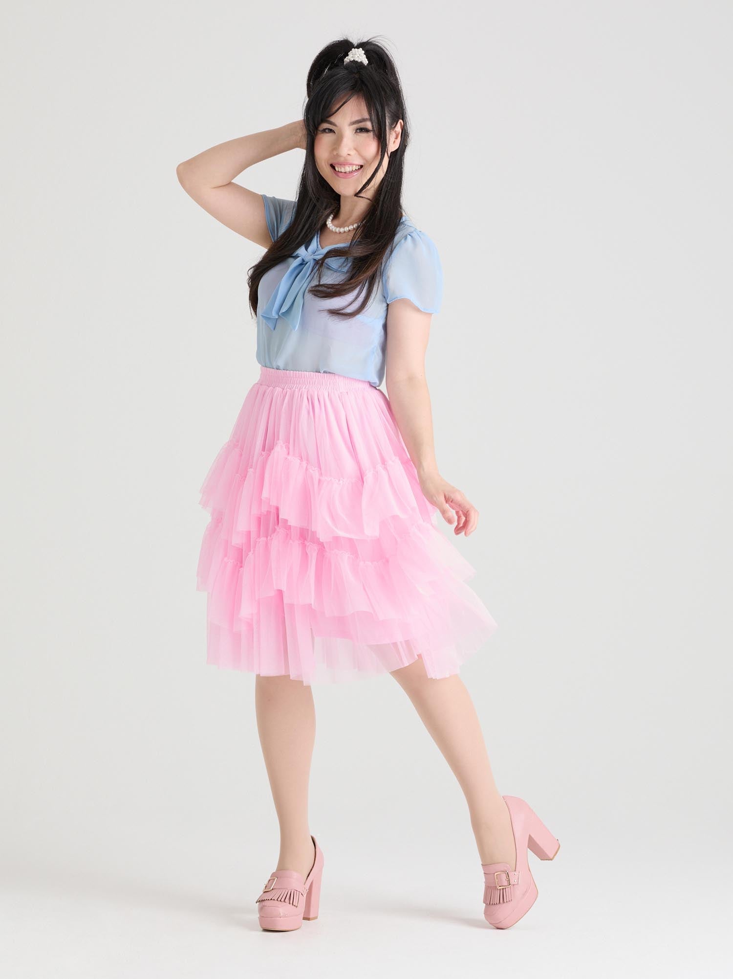 スカート muguet spangle mini skirt pink M Mini Mesh Skirt - Flushing Pink - Tights & Clothes In Sizes