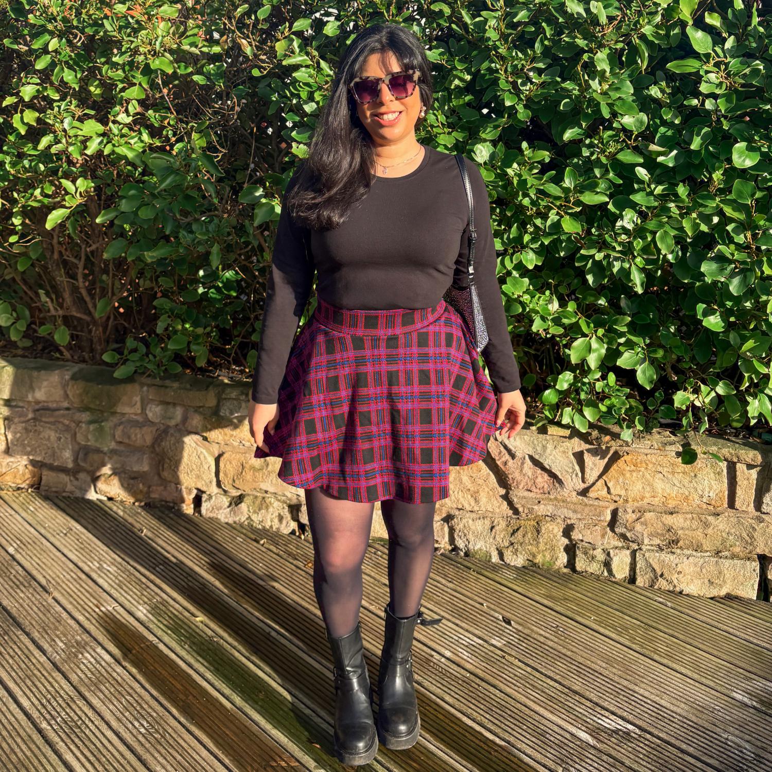 Camiseta de algodón de manga larga y cuello redondo - Negro