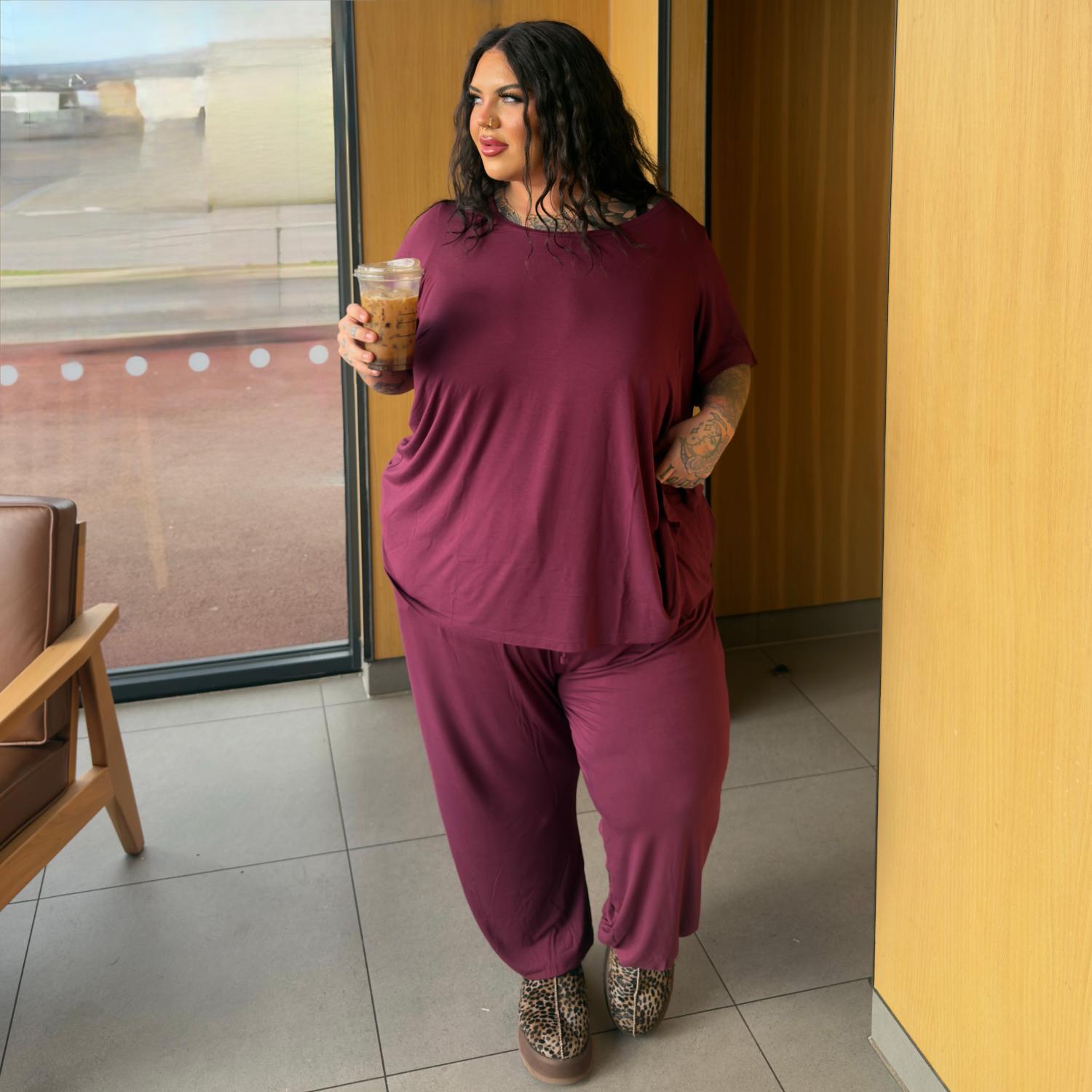 Bamboo Lounge T-Shirt - Cherry