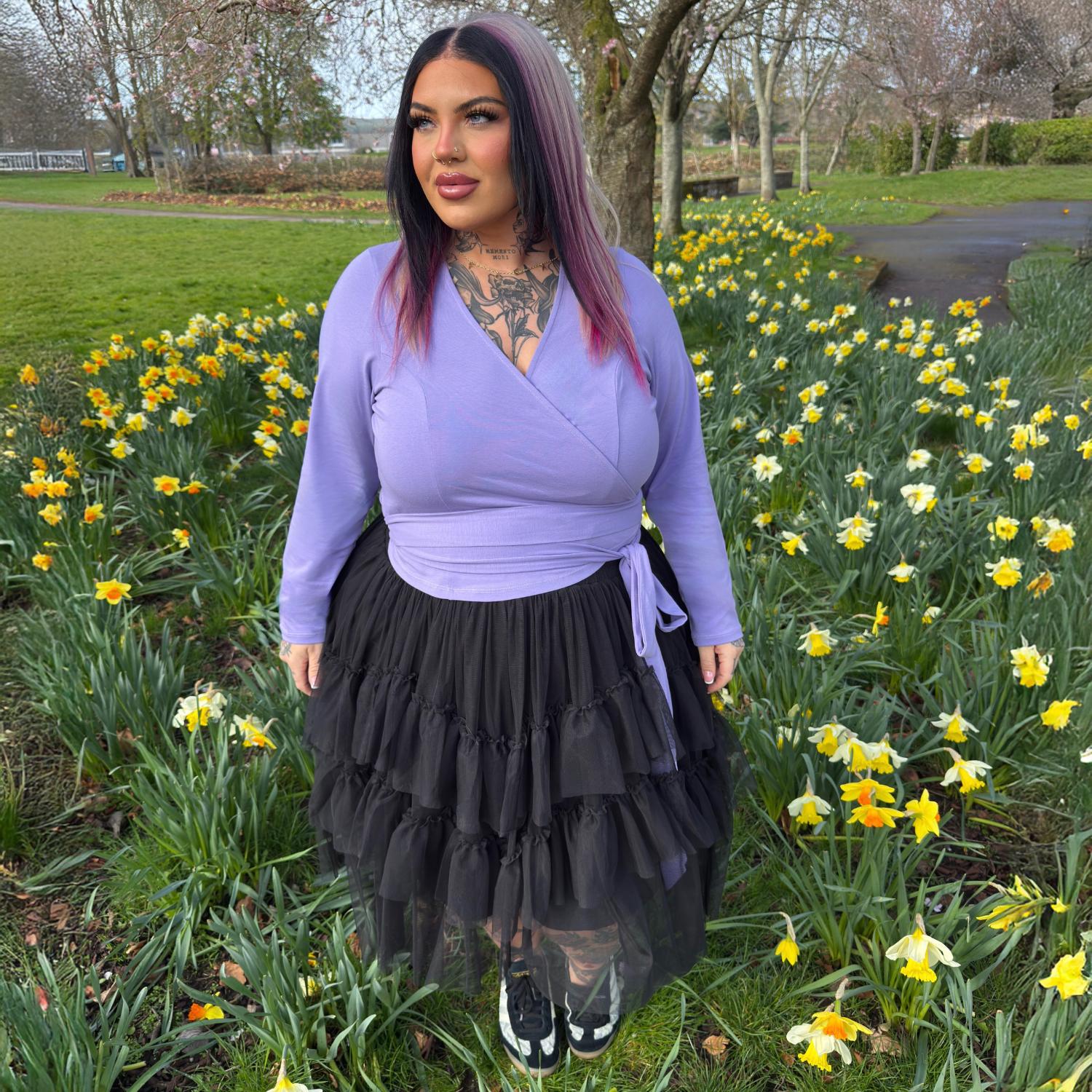 Organic Cotton Wrap Top - Lavender Fields