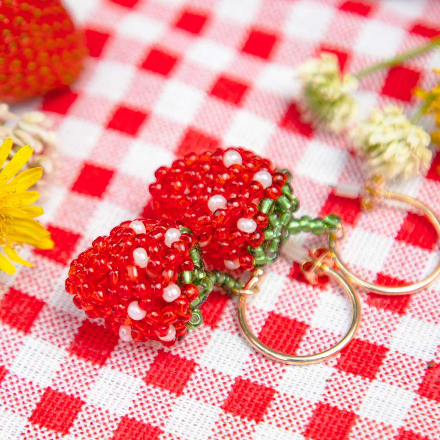 Strawberry Beaded Earrings