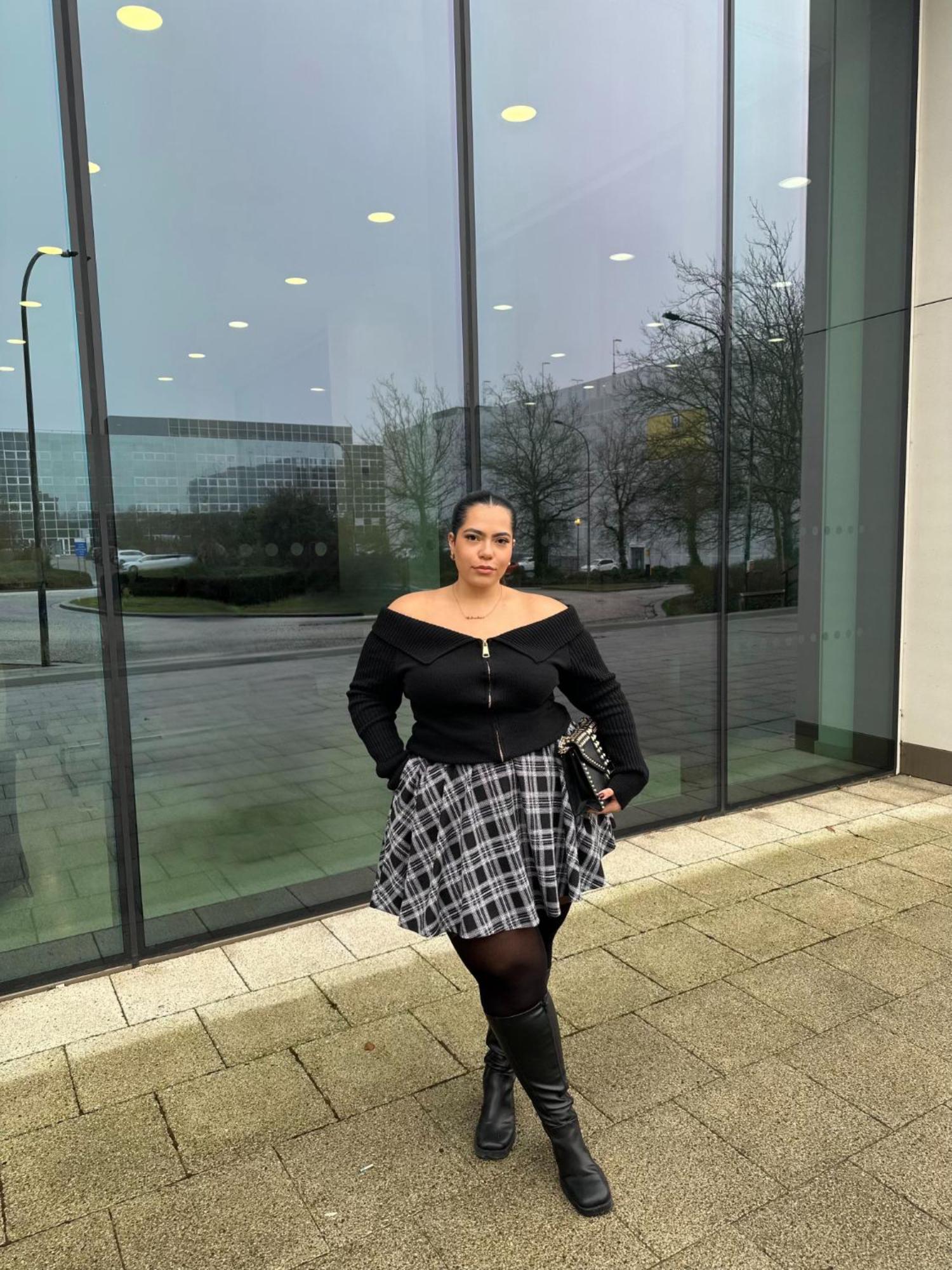 Plaid Mini-Flare Skirt - Cairn