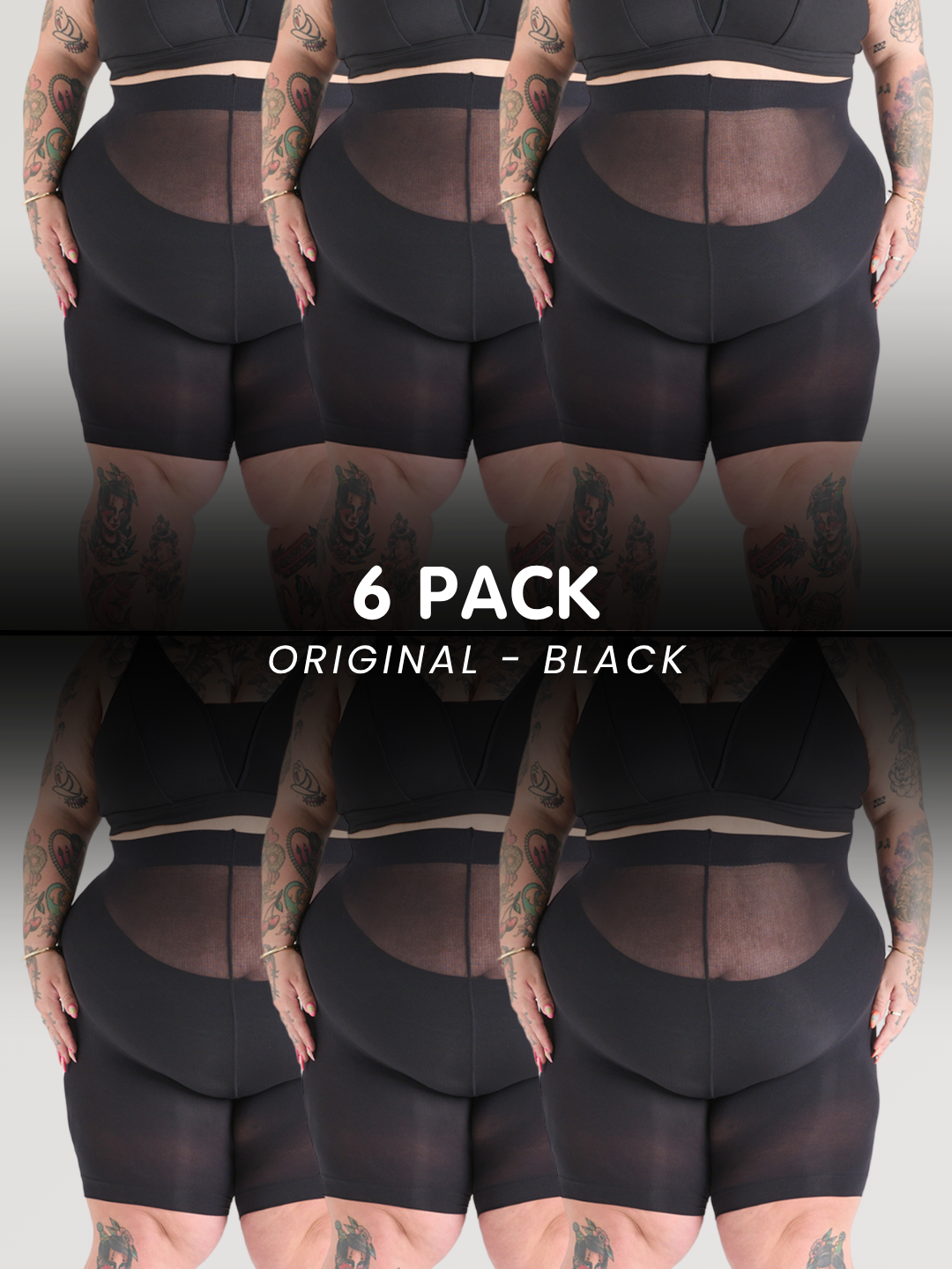 6 Pack Original Black Bundle - Stay Cool Chub Rub Shorts