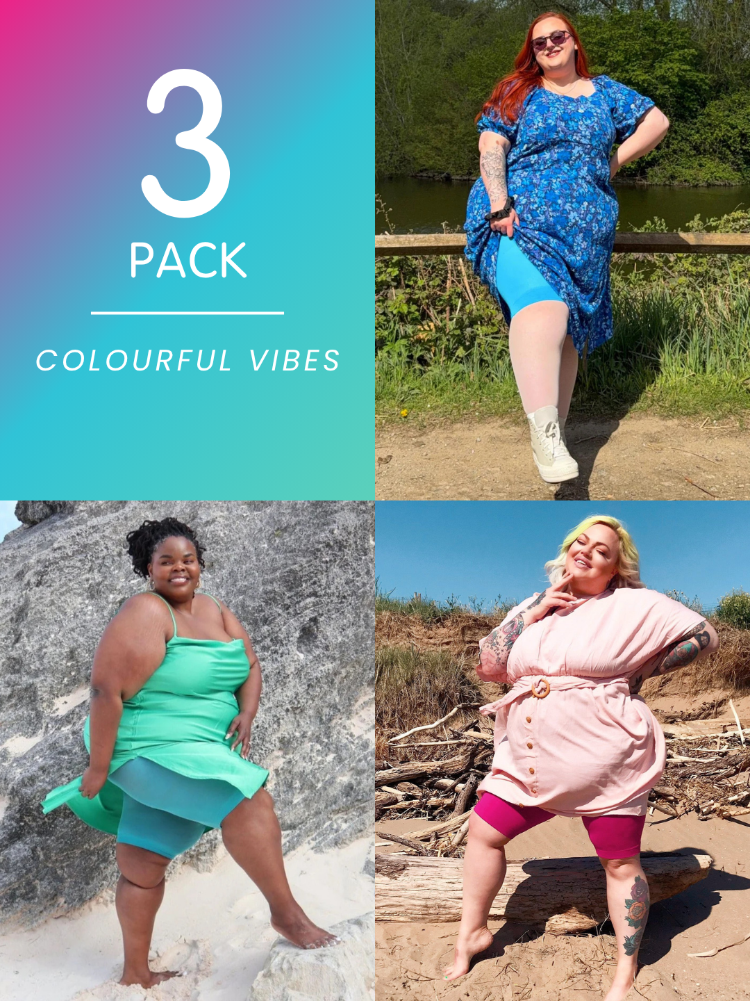 3 Pack Colourful Vibes Bundle - Stay Cool Chub Rub Shorts