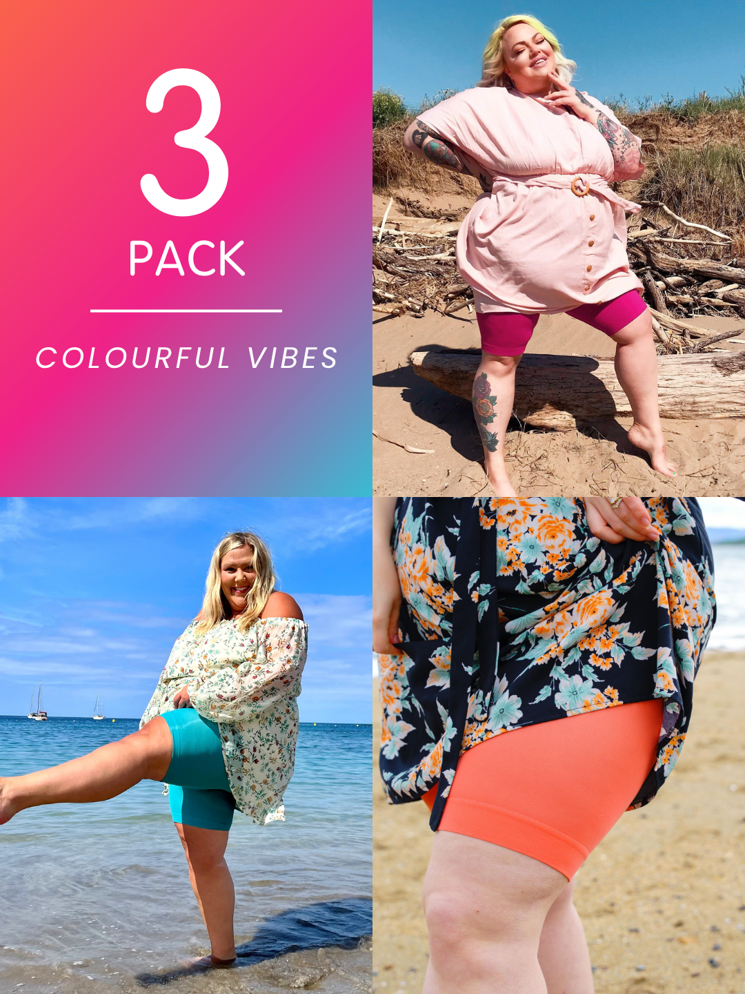 3 Pack Colourful Vibes Bundle - Stay Cool Chub Rub Shorts