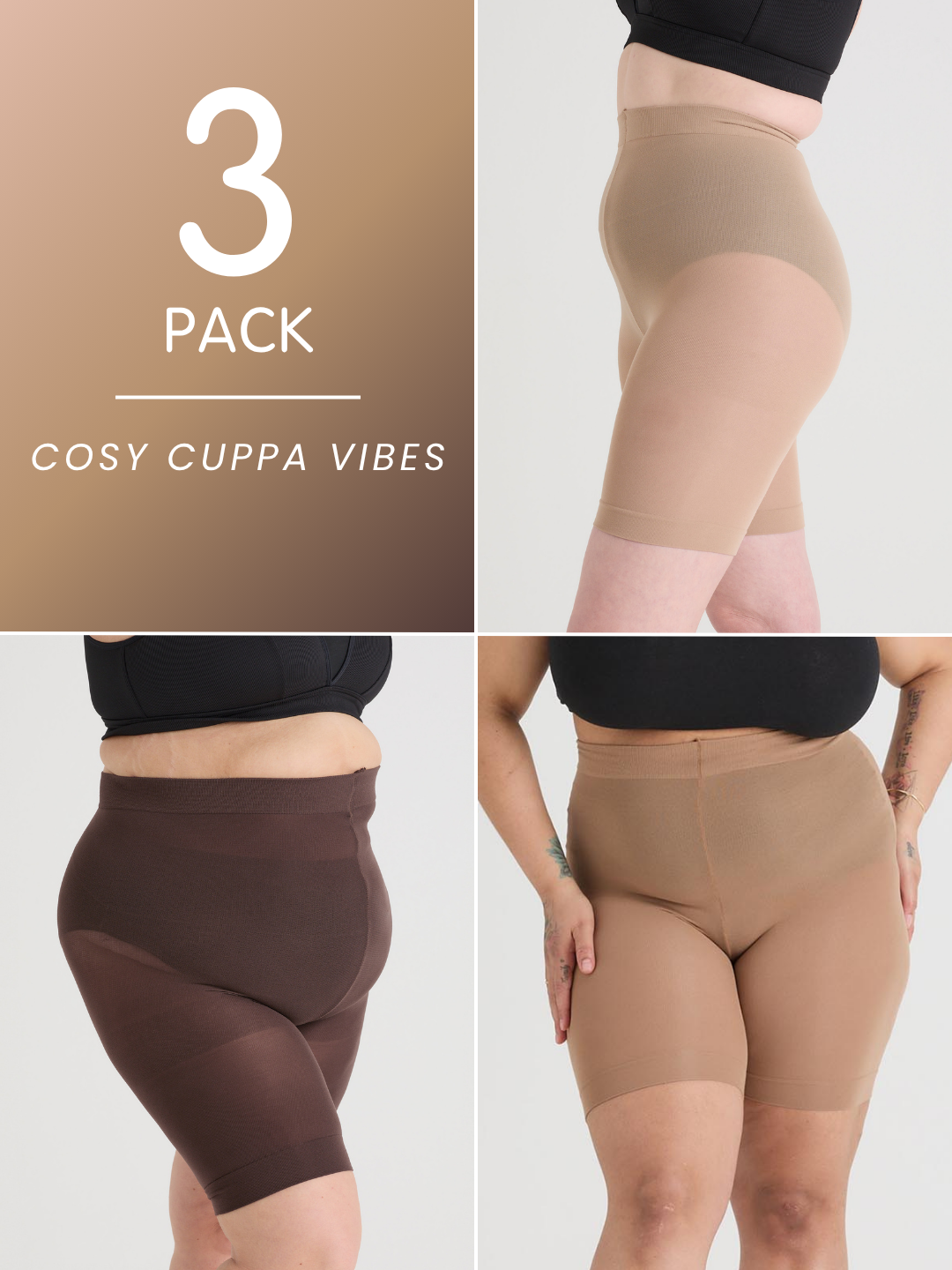 3 Pack Cosy Cuppa Vibes Bundle - Stay Cool Chub Rub Shorts