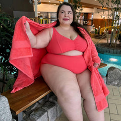 Calções de biquíni com nervuras «Hasta La Vista» - Coral - Snag