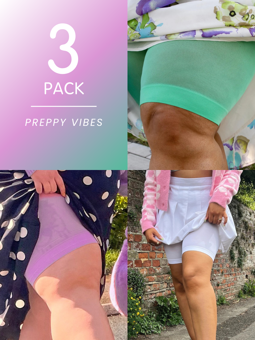 3 Pack Preppy Vibes Bundle - Stay Cool Chub Rub Shorts