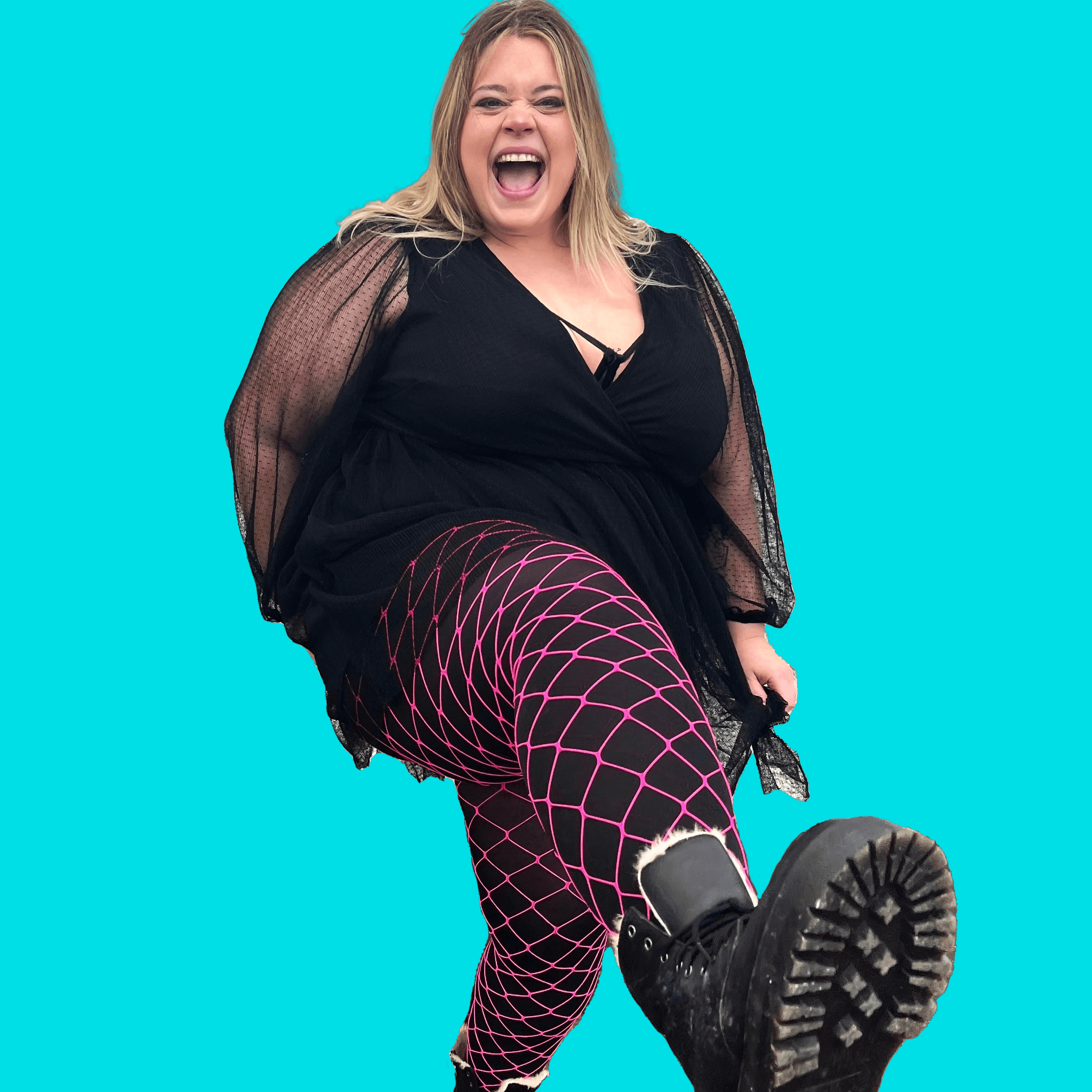 Large Hole Fishnet Pink Coloured Tights Snag Snag EU