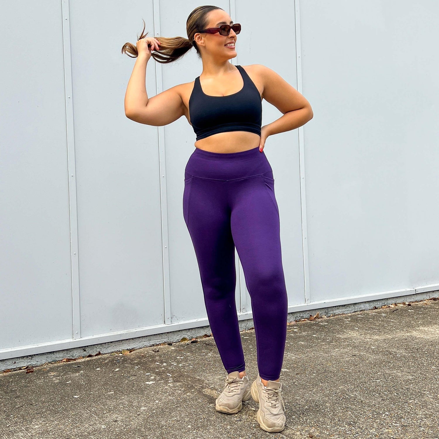 Squat Proof Long Leggings - Suffragette Purple