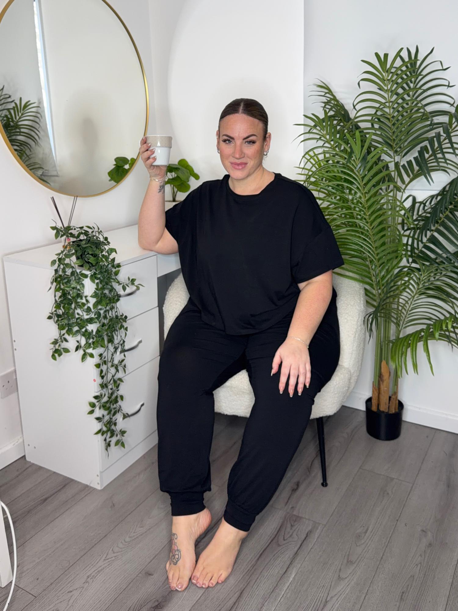 PJ-bukser i økologisk bomuld - ensfarvet sort