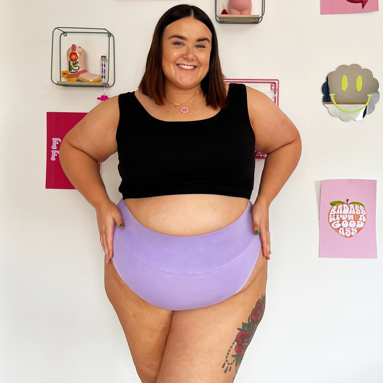 Knickers med superhøje ben i økologisk bomuld - Cassis de Violet