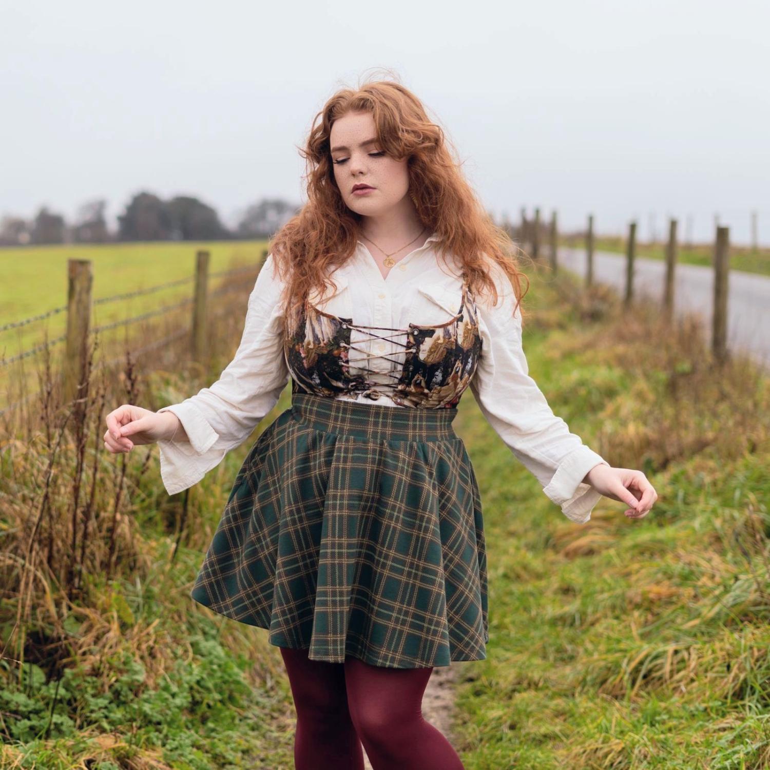 Plaid mini-flare nederdel - Glenfern