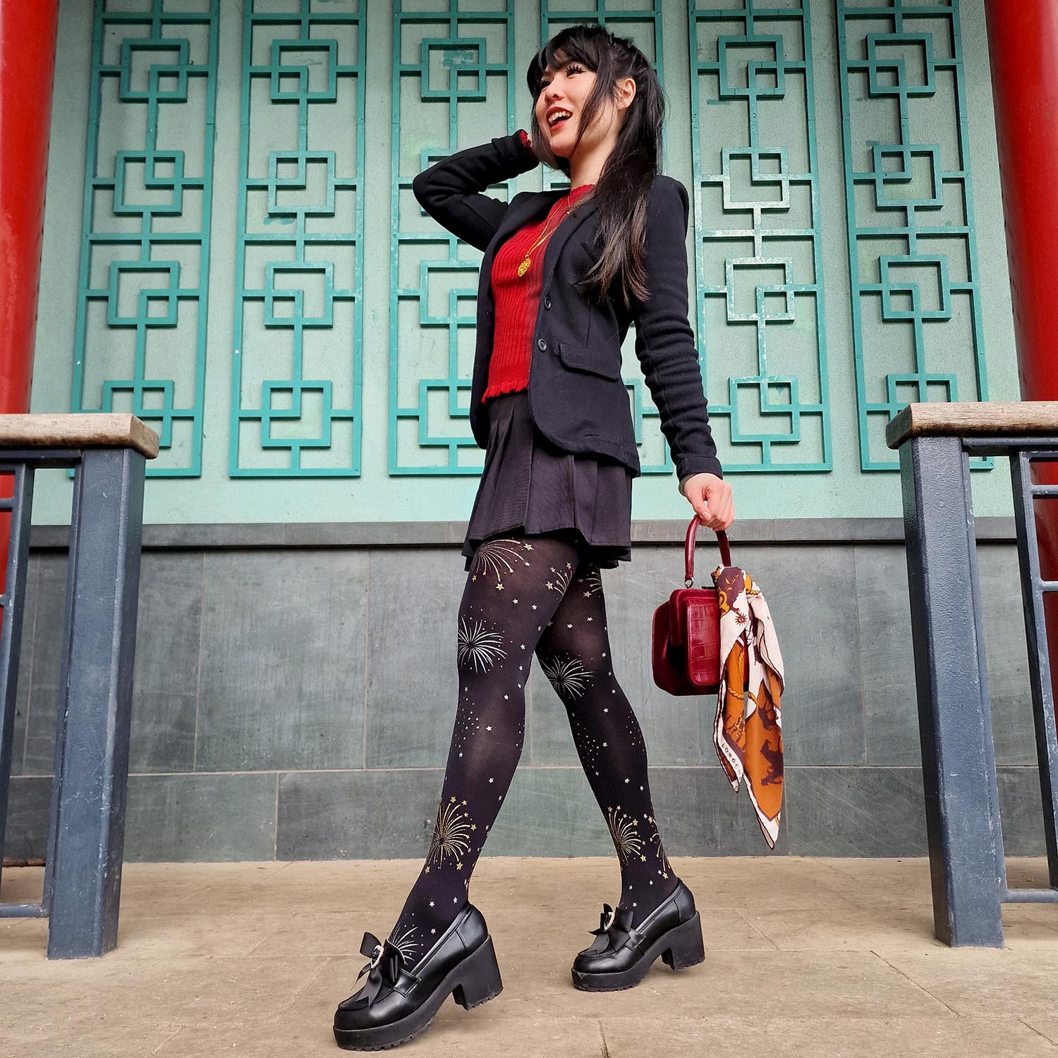 80 denier uigennemsigtige strømpebukser - Glitter Fireworks