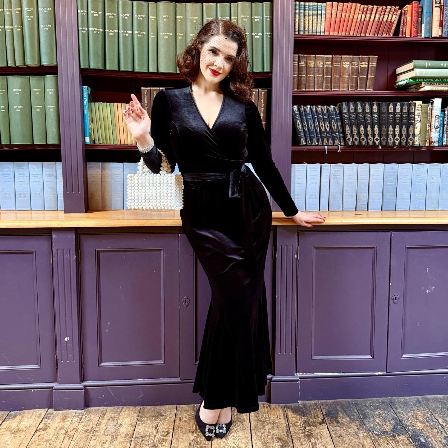 Havfruenederdel i fløjl - sort