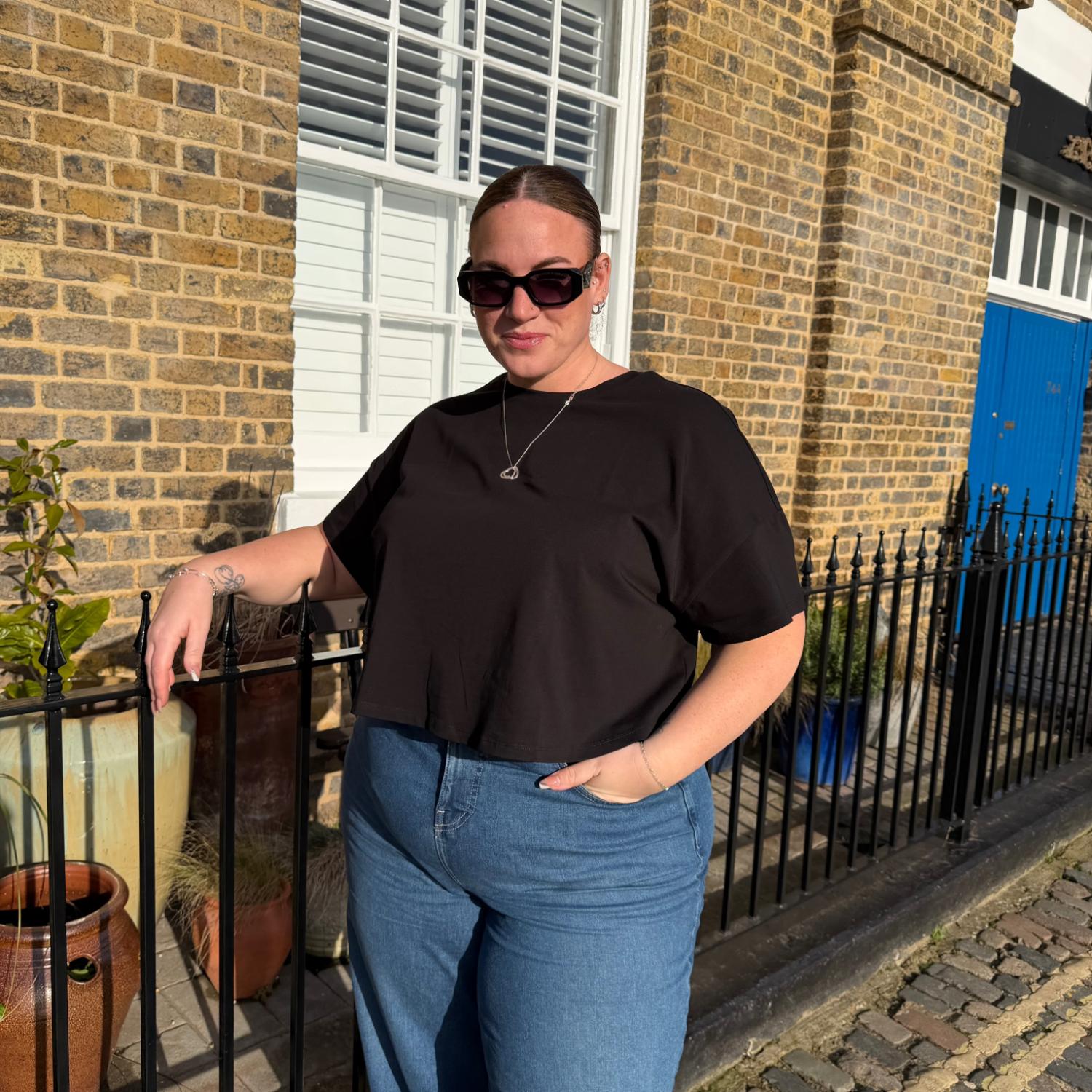 Pijama de algodón orgánico - Negro liso