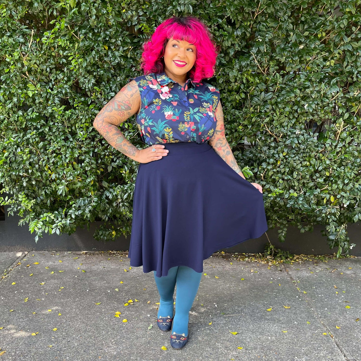 Falda Flare - Azul marino