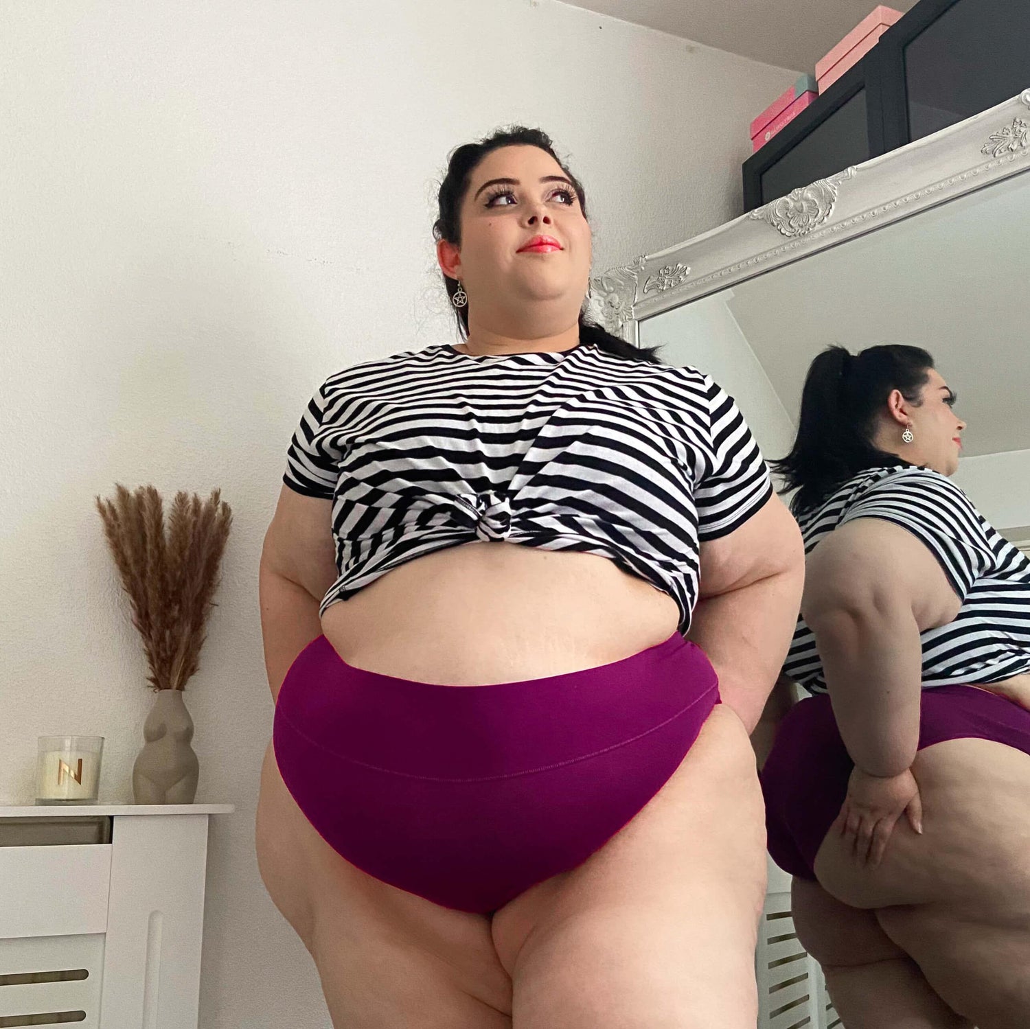 Luomupuuvillasta valmistetut Super High Leg Knickers - Figgy Pudding