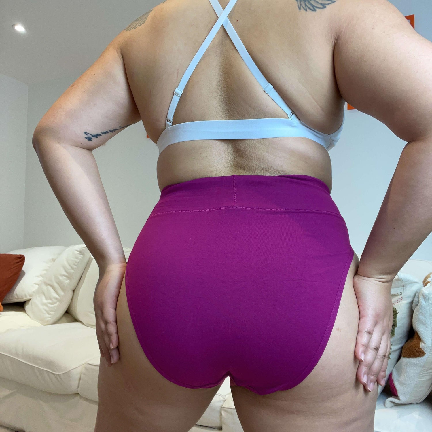 Luomupuuvillasta valmistetut Super High Leg Knickers - Figgy Pudding