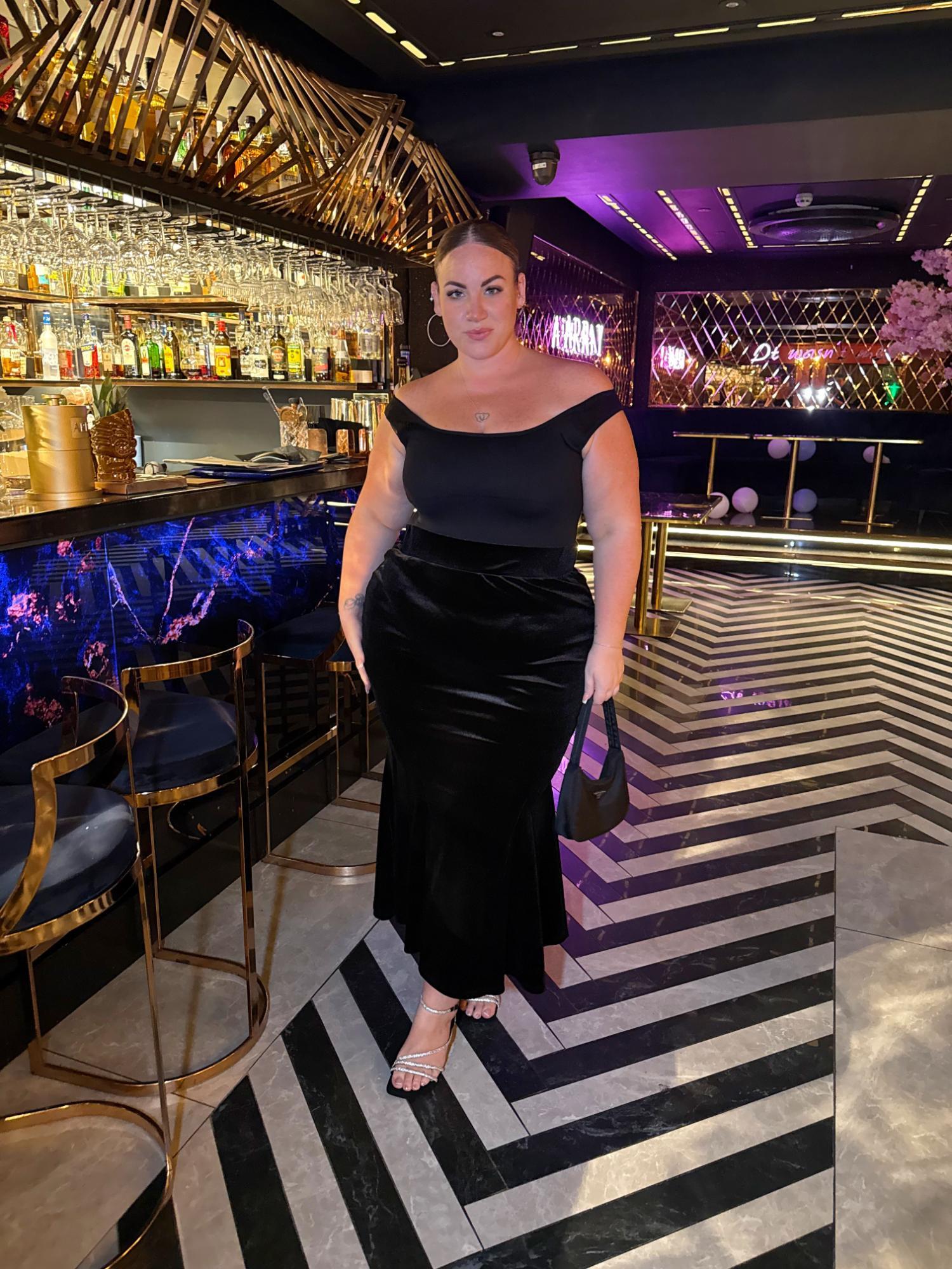 Jupe sirène en velours - Noir