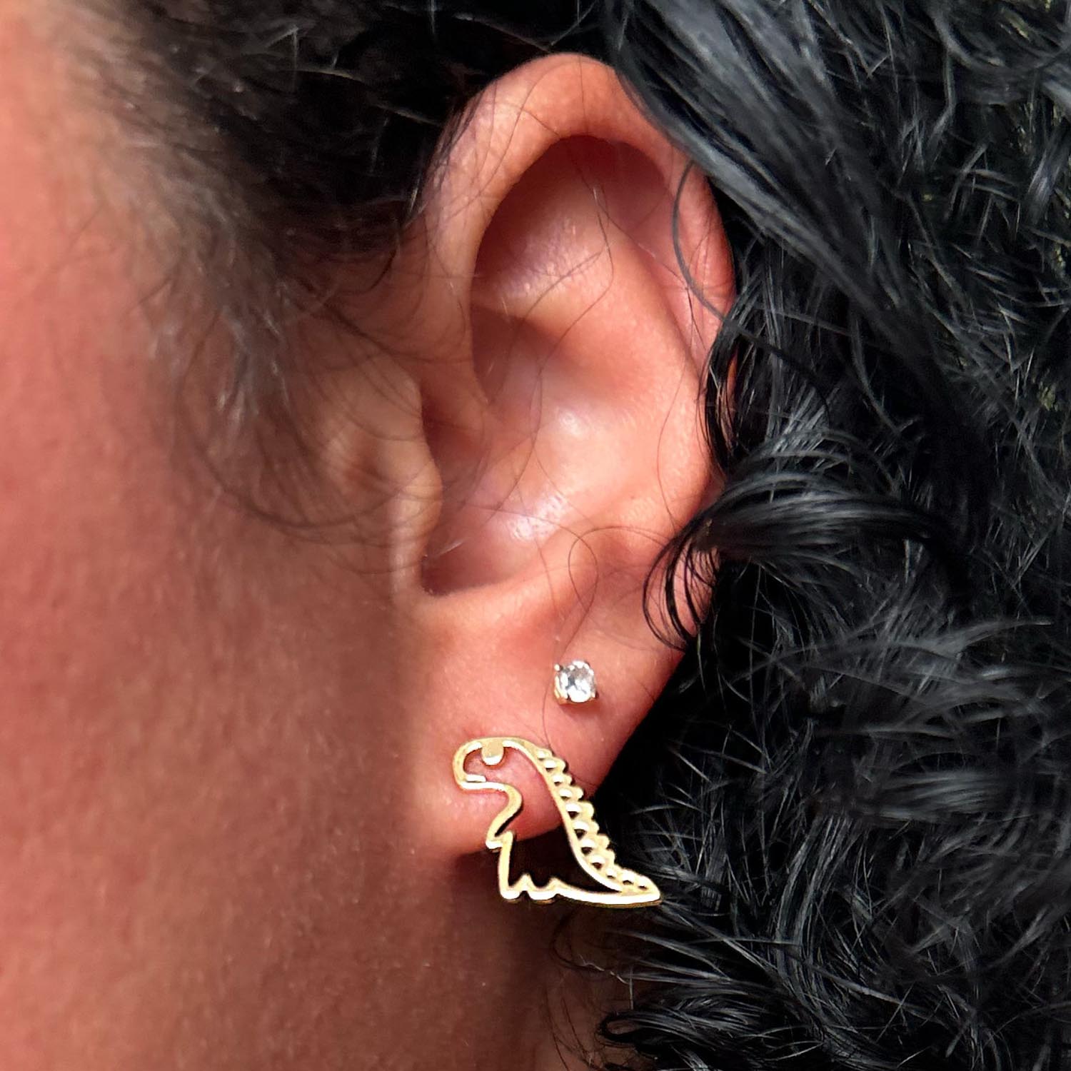 Boucles d'oreilles dinosaures - or