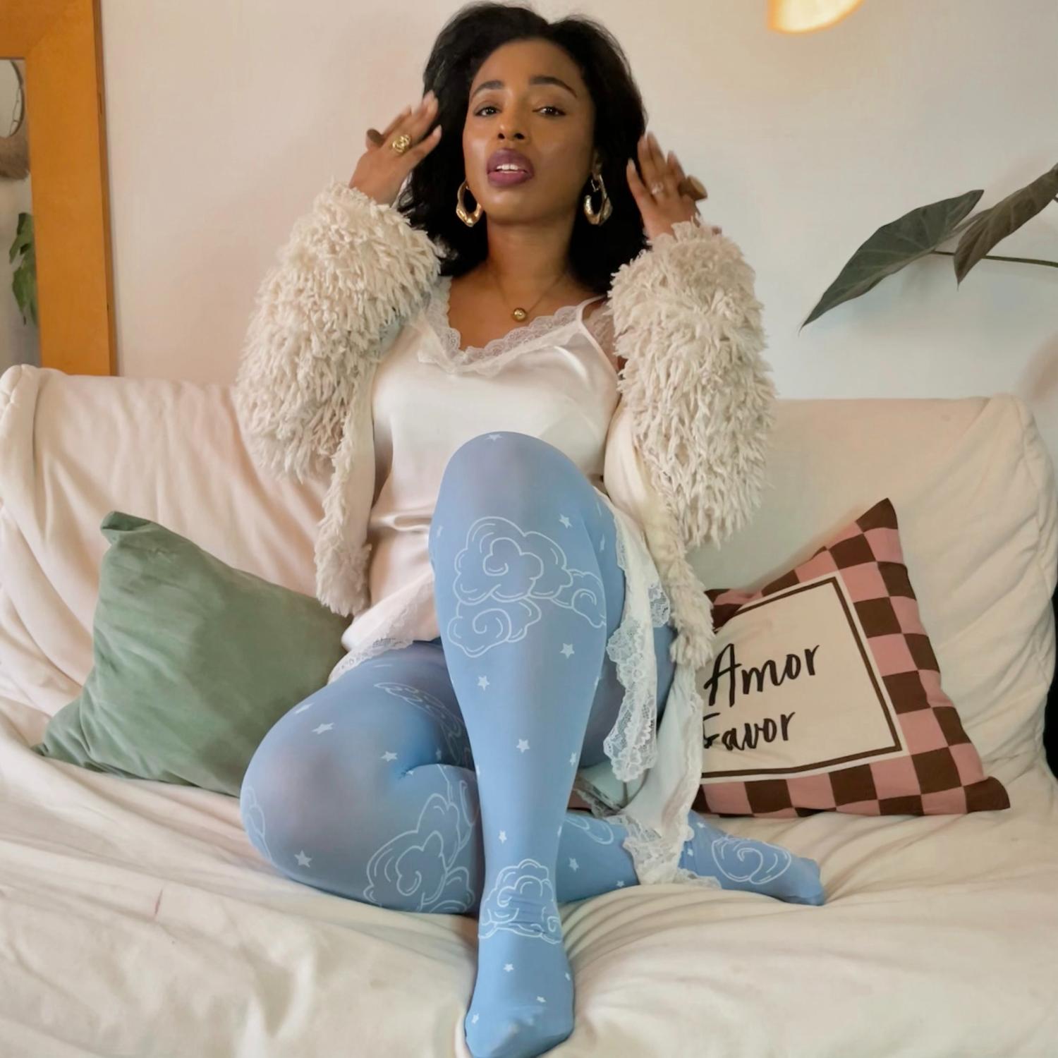 Collants opaques 80 deniers - Nuage gravé sur bois