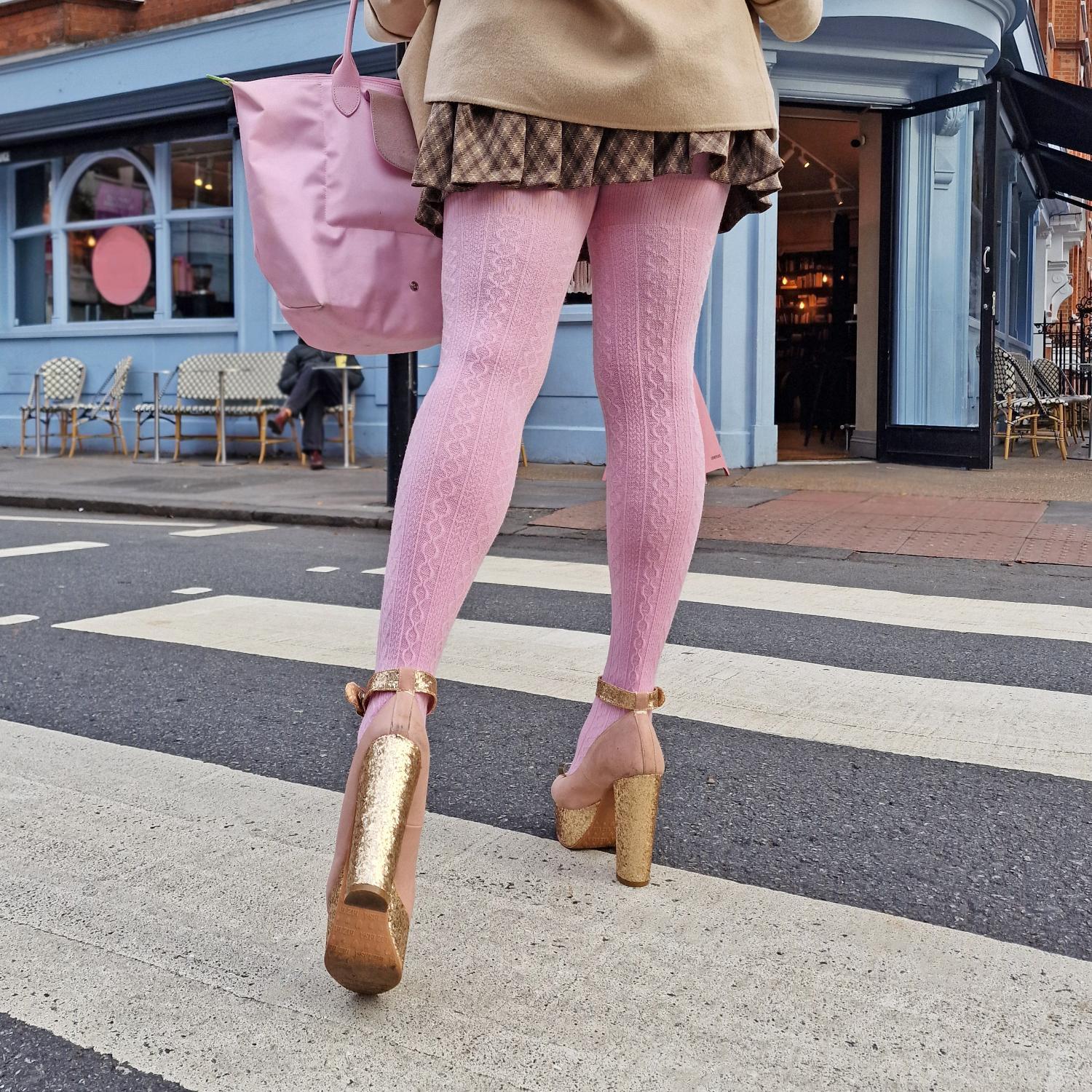 Collants en laine tricotés à mailles torsadées Grannies - Piglet (V2)