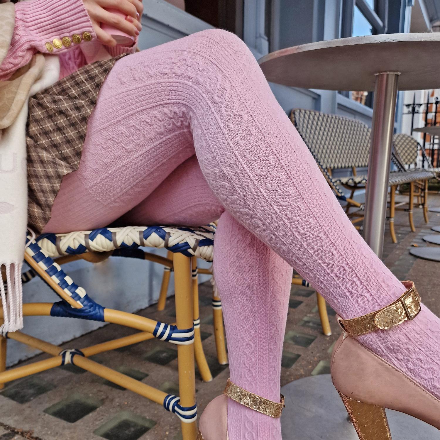 Collants en laine tricotés à mailles torsadées Grannies - Piglet (V2)