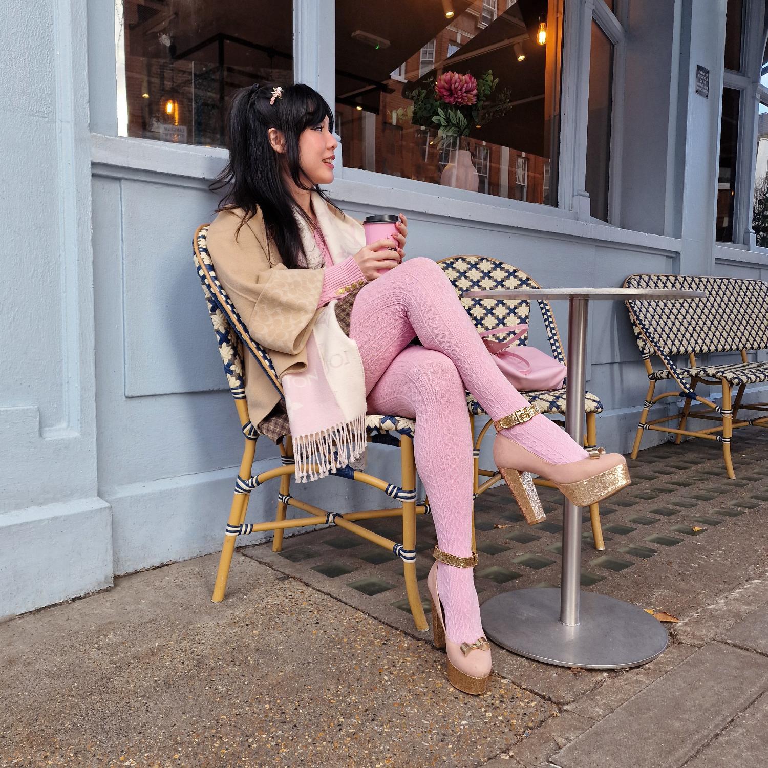 Collants en laine tricotés à mailles torsadées Grannies - Piglet (V2)