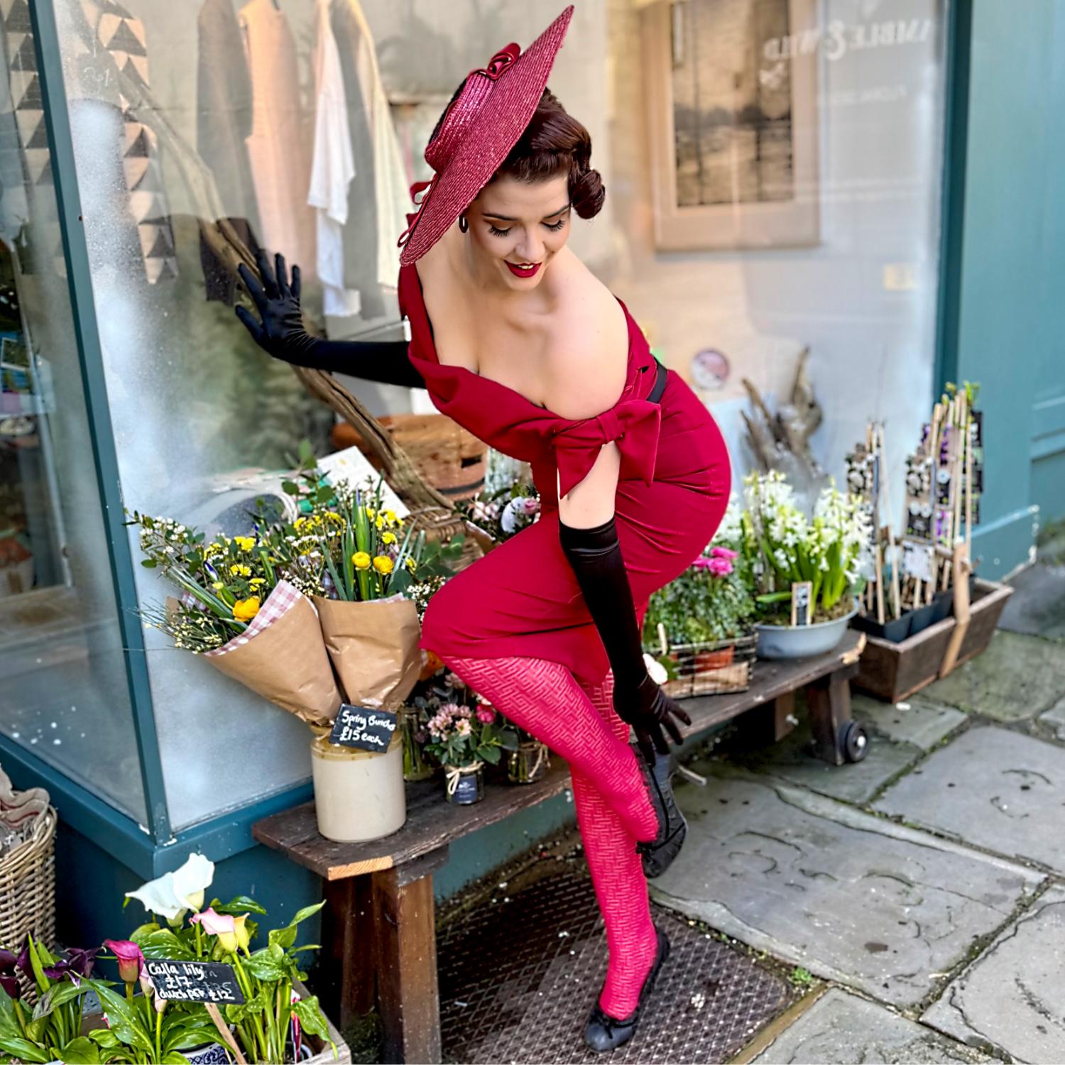 Collants résille - Traditionnels en rouge