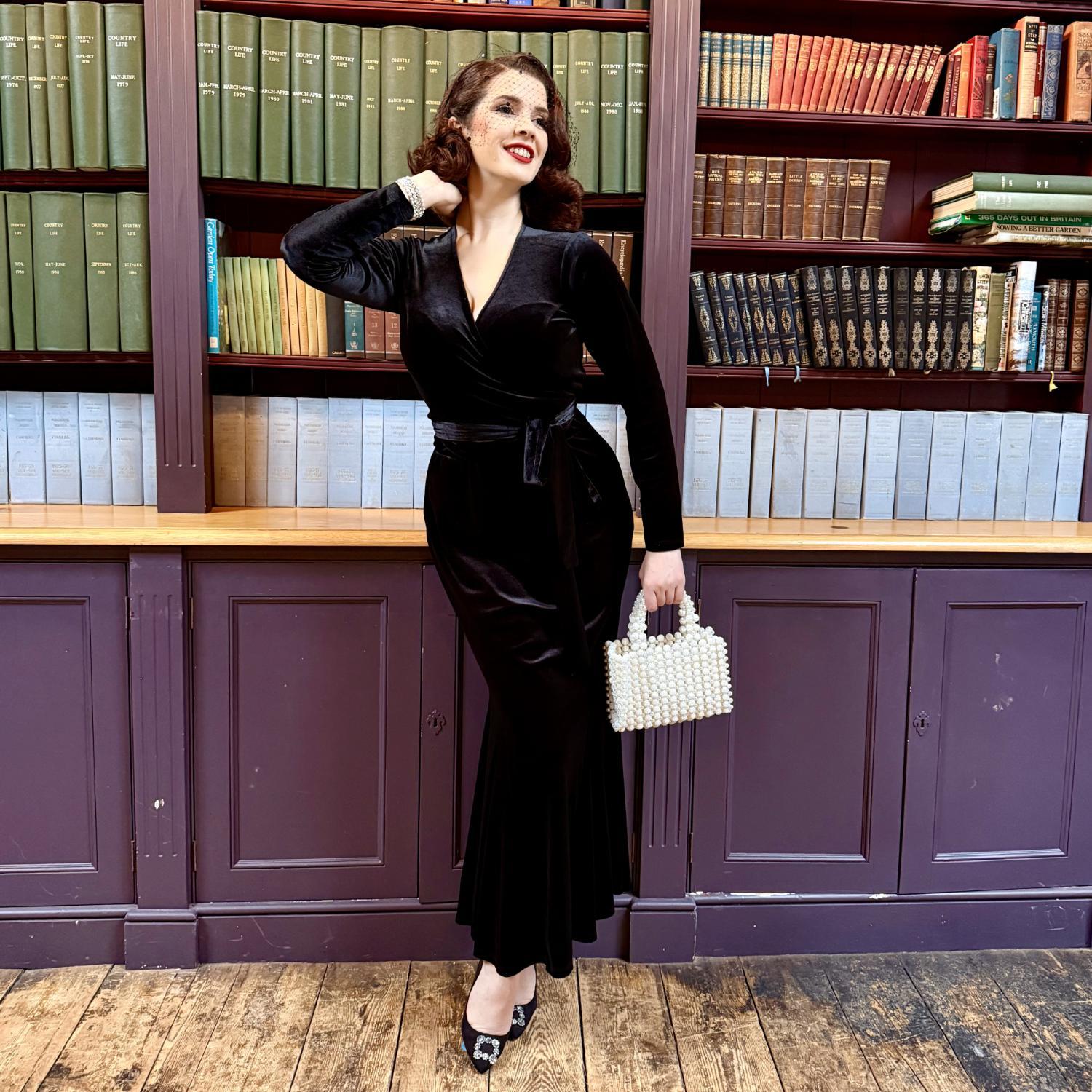 Jupe sirène en velours - Noir