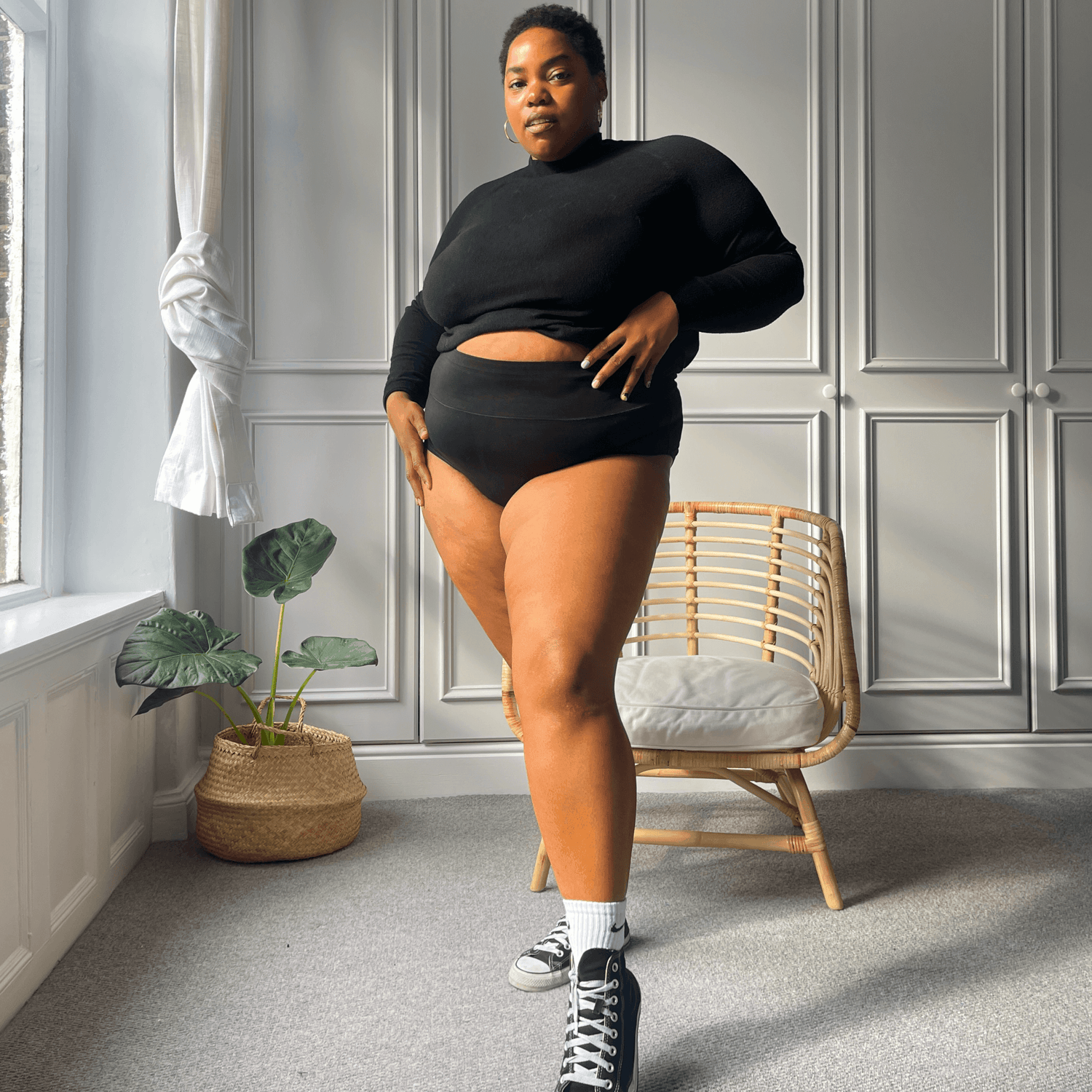 Culotte intégrale en coton biologique - Noir