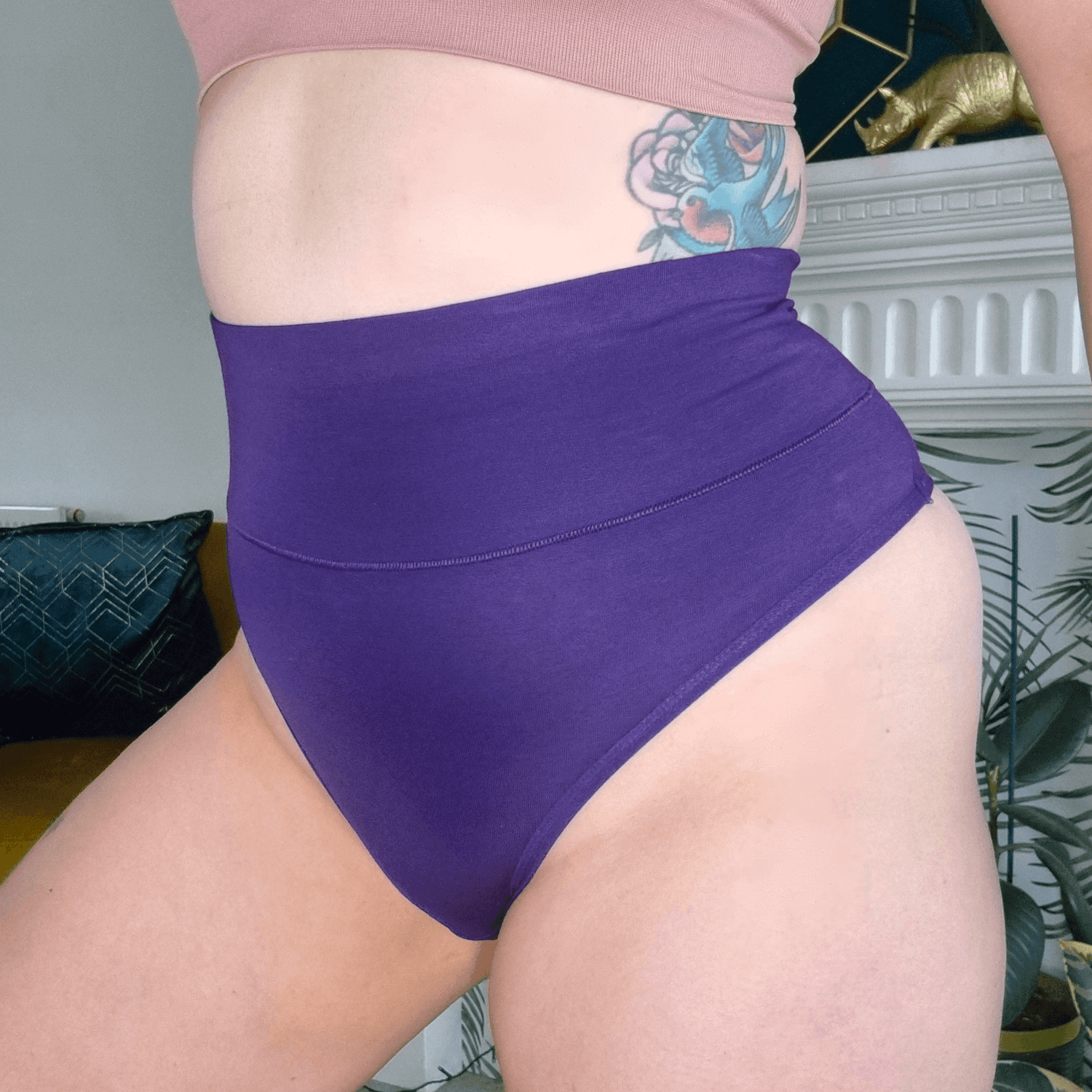 Culotte à jambe haute en coton biologique - Suffragette Purple