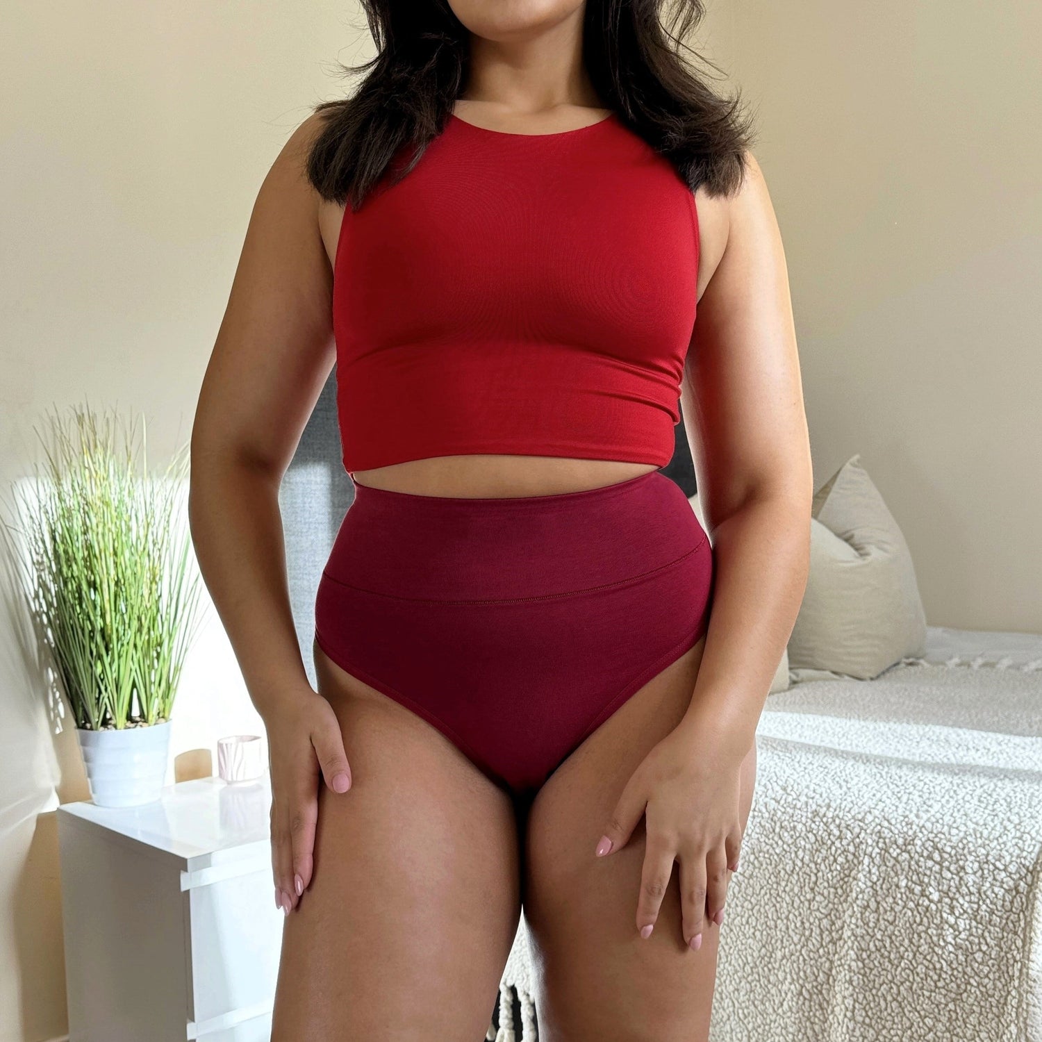 Magliette a gamba alta in cotone biologico - Rosso sangue
