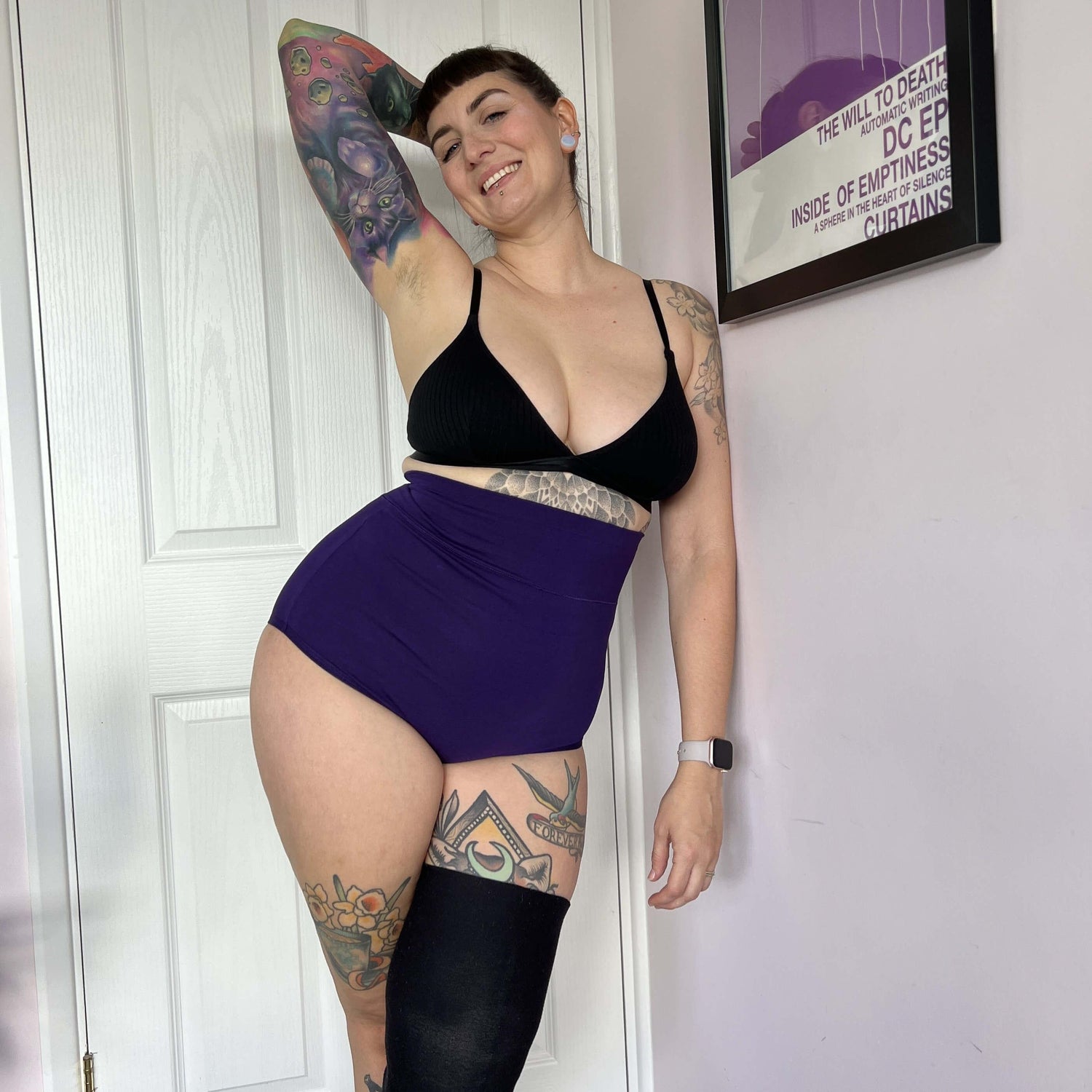 Mutandine a vita alta in cotone biologico - Suffragette Purple